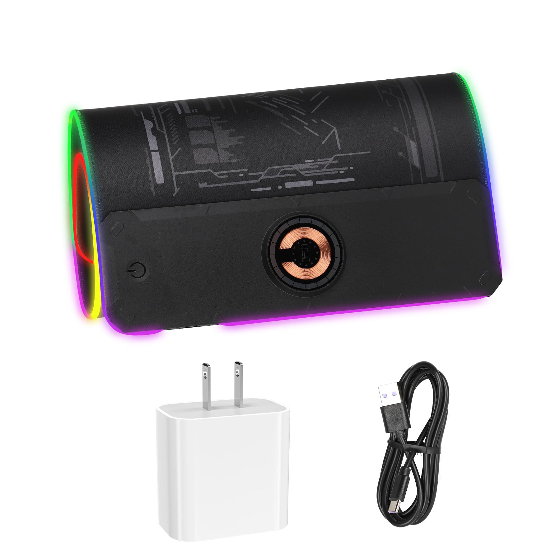 Alfombrilla de mouse grande para juegos con cargador inalámbrico magnético de 15 W, carga rápida, alfombrilla de mouse LED con luz RGB, superficie lisa, base de goma antideslizante, almohadilla para