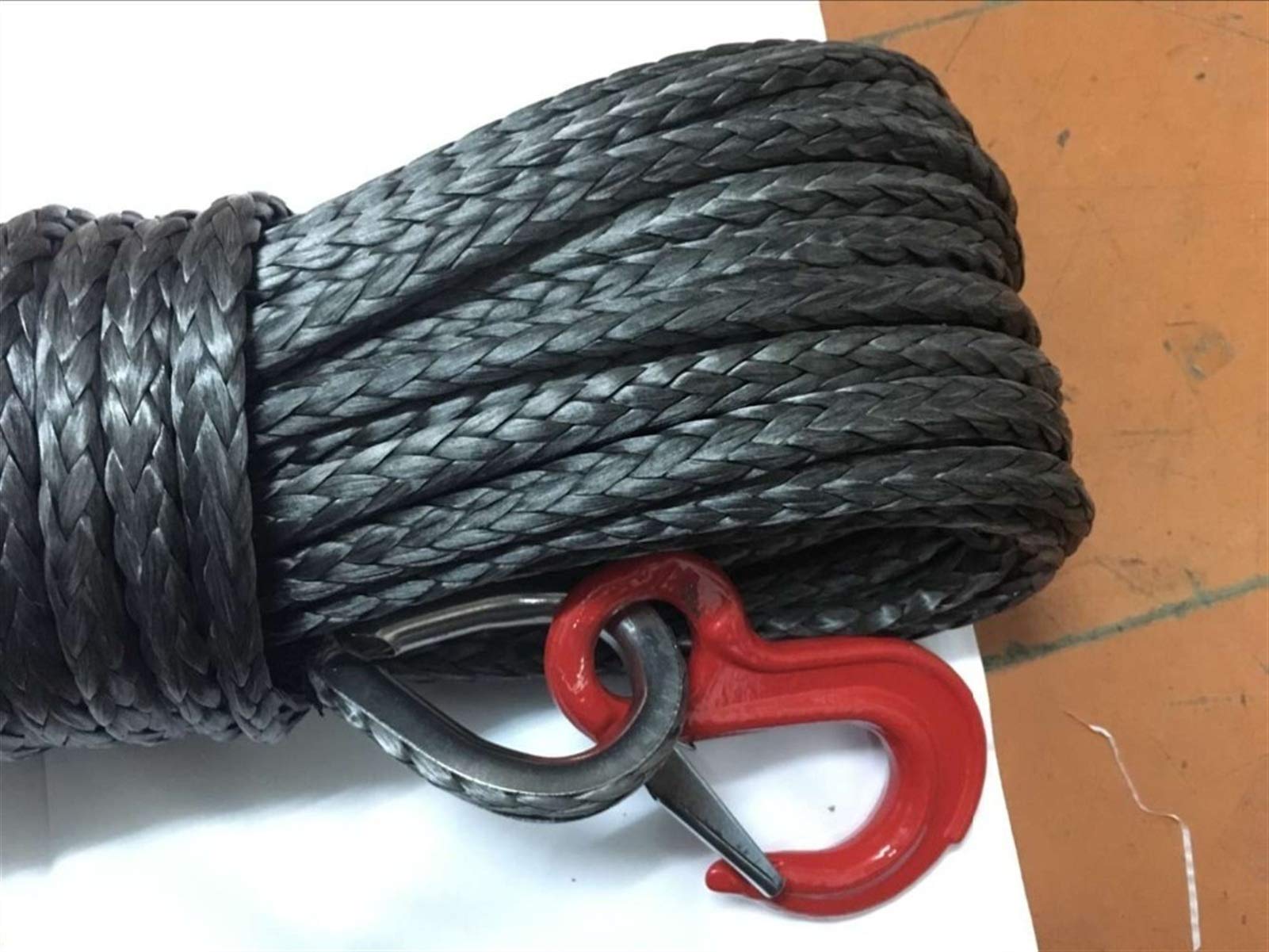 Corde de treuil synthétique 12 mm x 40 m Fibre avec Crochet for la récupération 4WD,Polyvalent(Rot)