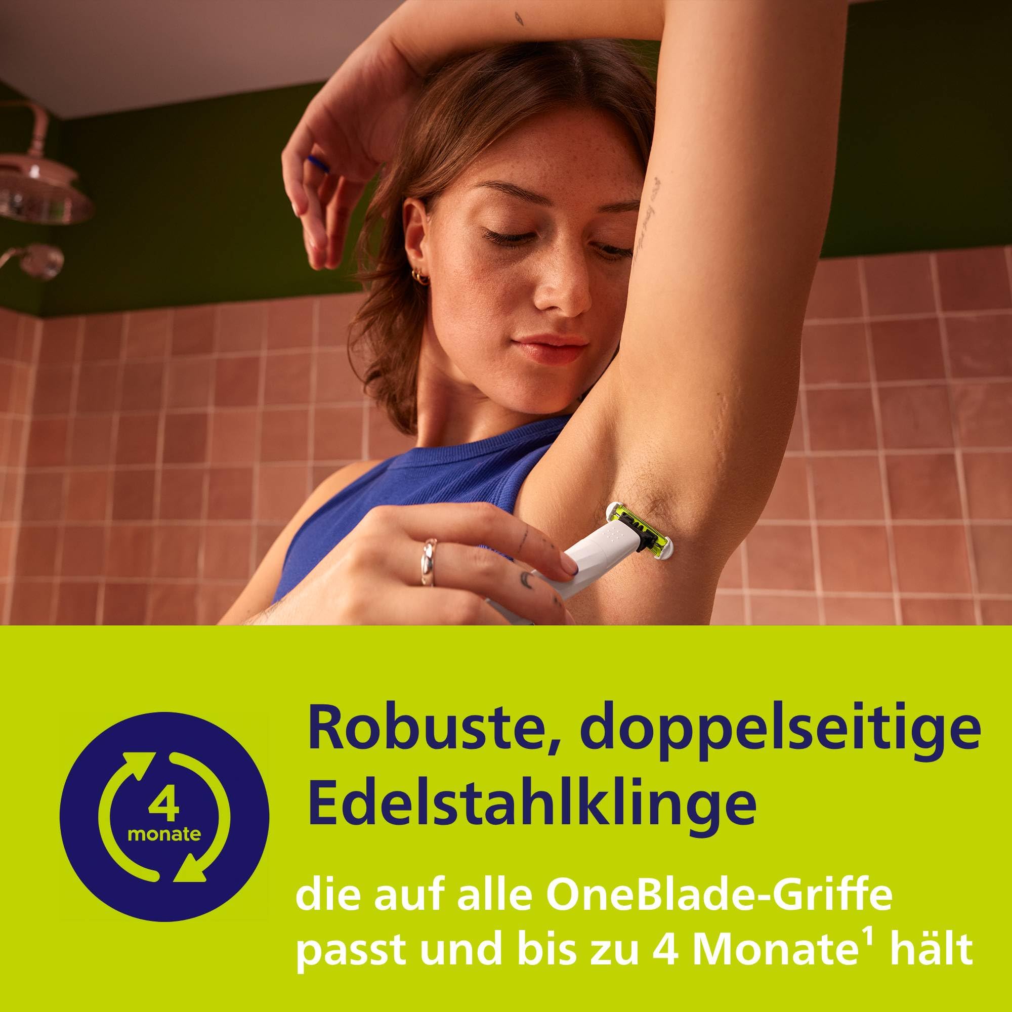 Philips OneBlade Intimate, Intimrasur, Trimmen & Rasieren mit extra Hautschutz, Für eine gründliche und angenehme Rasur – ohne komplett glatt zu rasieren, Modell QP1924/28