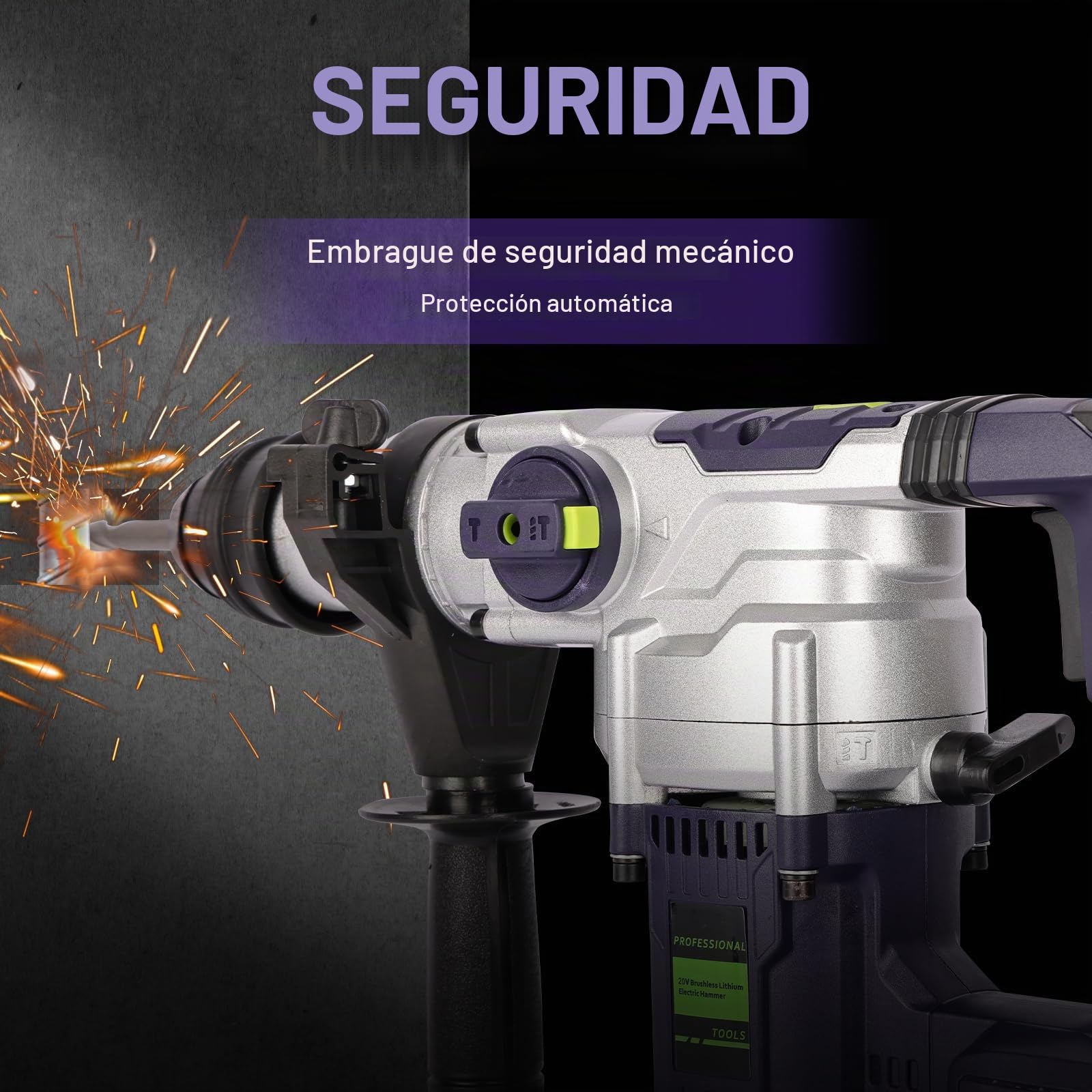 Martillo Perforador a Batería 1000W 2 x 4.0Ah 20 V 4.5J Martillo Percutor Inalámbrico SDS Plus 3 en 1 4500RPM para Hormigón y Mampostería Maletín y 5 Brocas/Cinceles para Hormigón y Mampostería