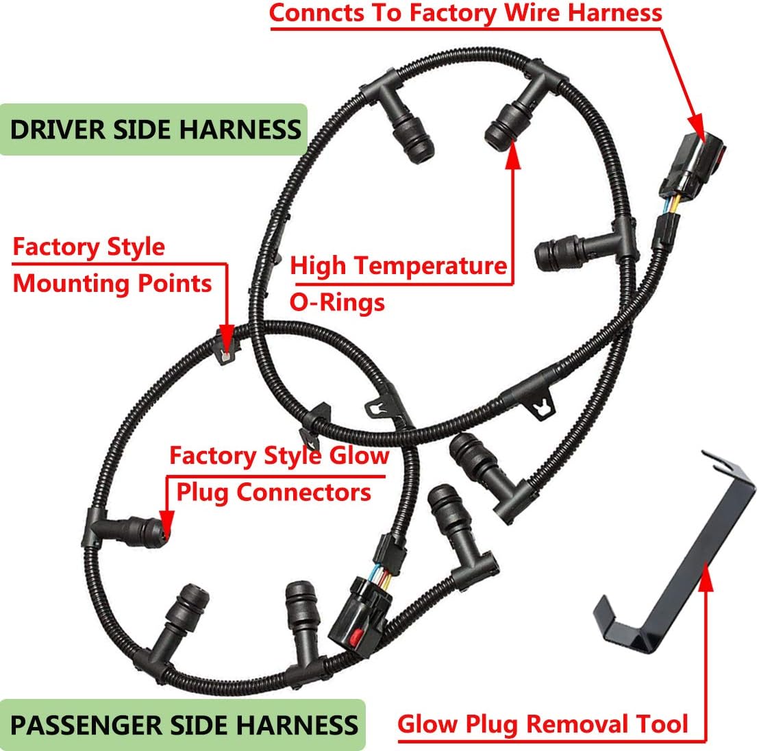 Buy 3c3z 12a690 Aa Powerstroke 6 0 Diesel Glow Plug Harness Kit Includes Right Left Harness Removal Tool Compatible With 2004 2010 Ford 6 0l V8 Powerstroke Diesel Engine Ford F 250 F 350 F 450 Super Duty Online In Georgia