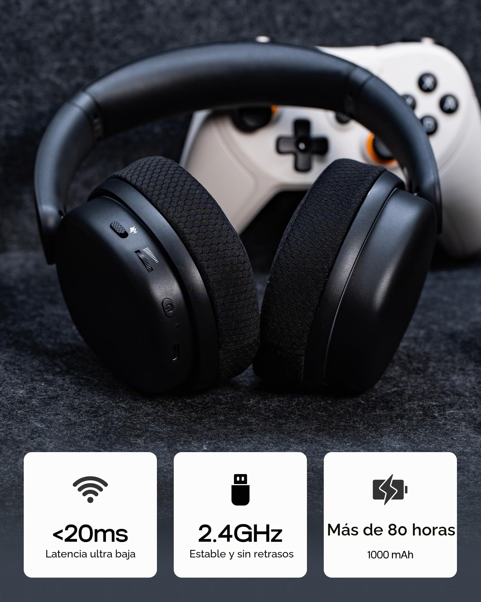 EPOMAKER X Aula G7 Pro Auriculares Inalámbricos con Micrófono con Cancelación de Ruido para Gaming, BT5.3&2.4GHz, Sonido Envolvente 7.1, 80H de Batería, RGB, Compatible con PS5/PS4/Switch/PC (Negro)