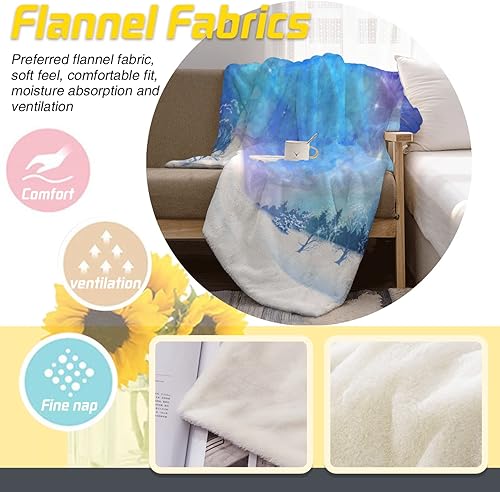 Miniatura 4 de Gyapuk Tema de invierno manta grande de franela de vellón copos de nieve con temática de Feliz Navidad manta de tejido suave para sofá acogedora