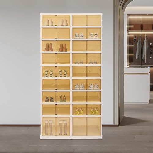 Miniatura 4 de 9-Tier Shoe Rack, 36pairs Collapsible Shoe Cabinet, Large Shoe Organizers and Storage with Double-Opening Door for Entryway, Closet, Bedroom