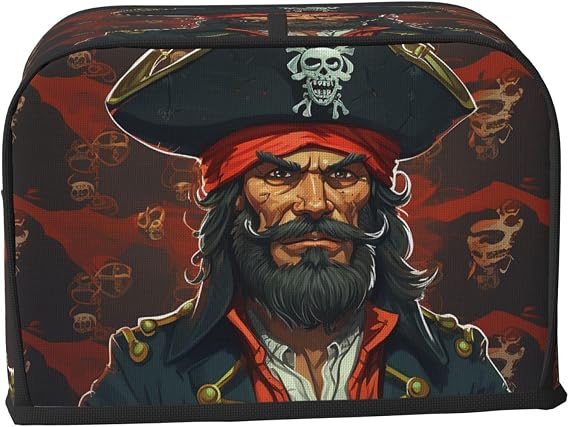 Pirate Captain 2 Slice Toaster Covers Quilted Bread Maker Cover Small Appliance Cover With Handle Toasters Dust Cover For Home Table Kitchen Decor