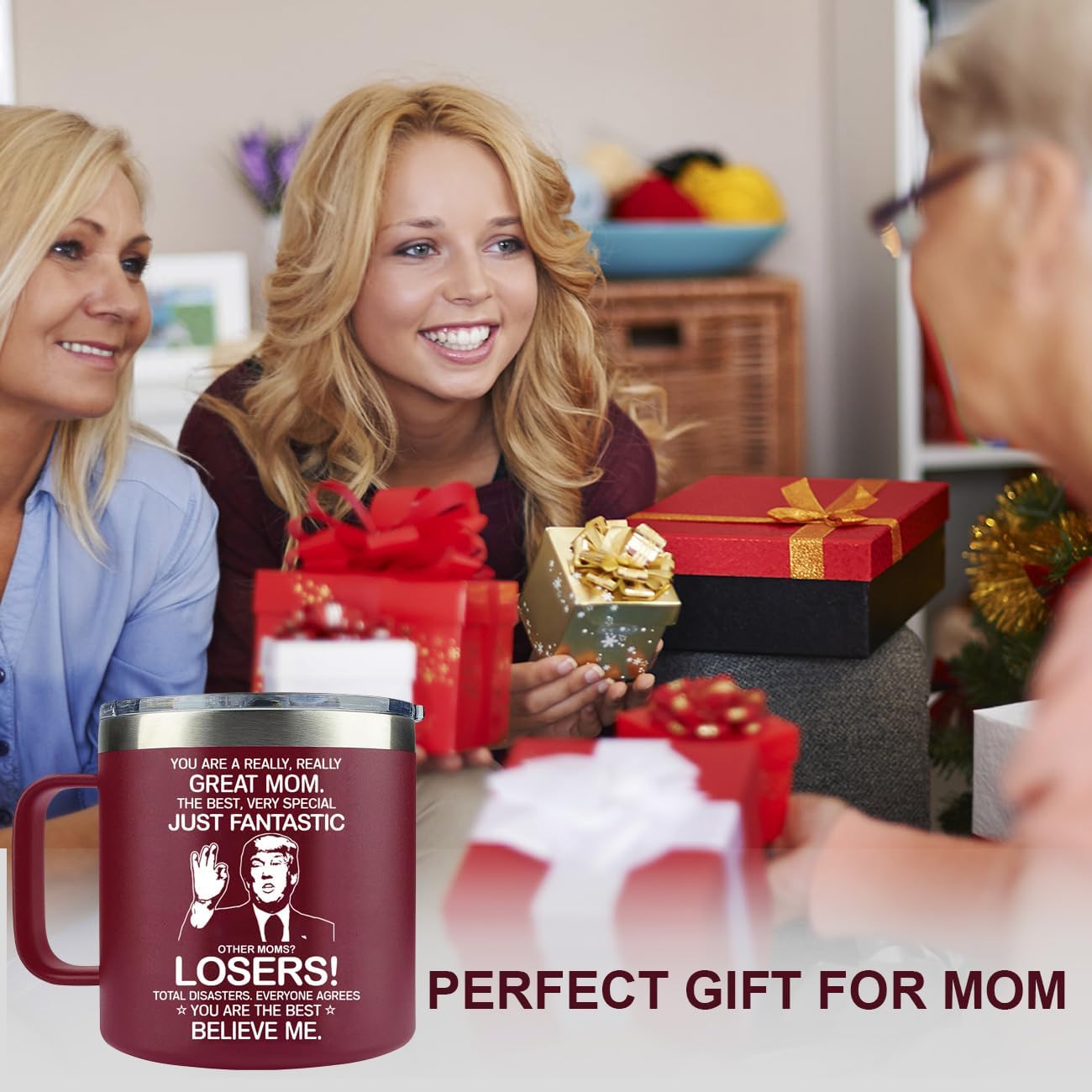 MFGNEH Mothers Day Gifts for Mom,Mom Birthday Gifts,Mother Gift for Christmas, Gift for Mama from Daughter,Son,Kids,New Moms for Women,Thank You Mother,14oz Red Tumbler Mug - Image 4