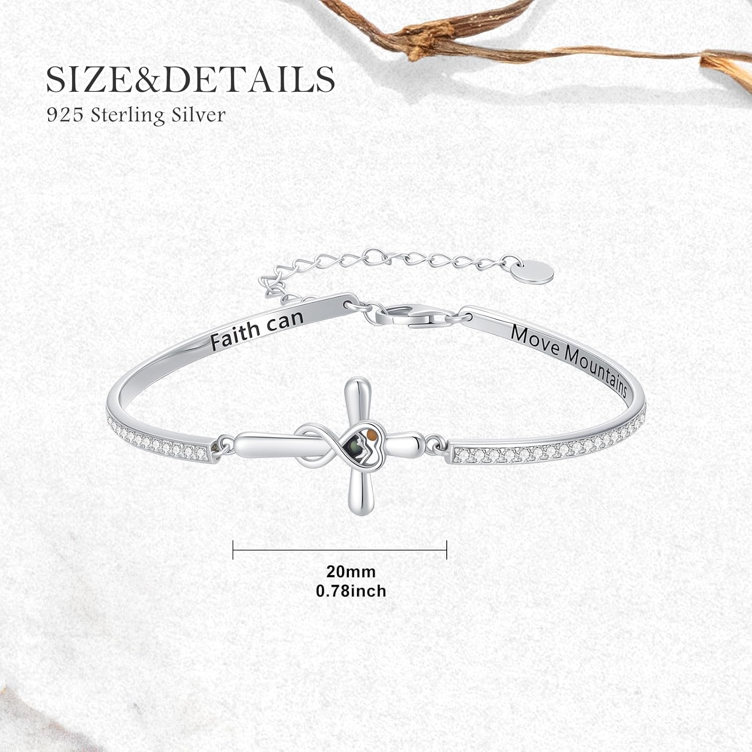 AOBOCO Mustard Seed Bracelet 925 Sterling Silver Faith Can Move Mountains Infinity Cross Bangle Christian Religious Jewelry Gift for Women - Image 4