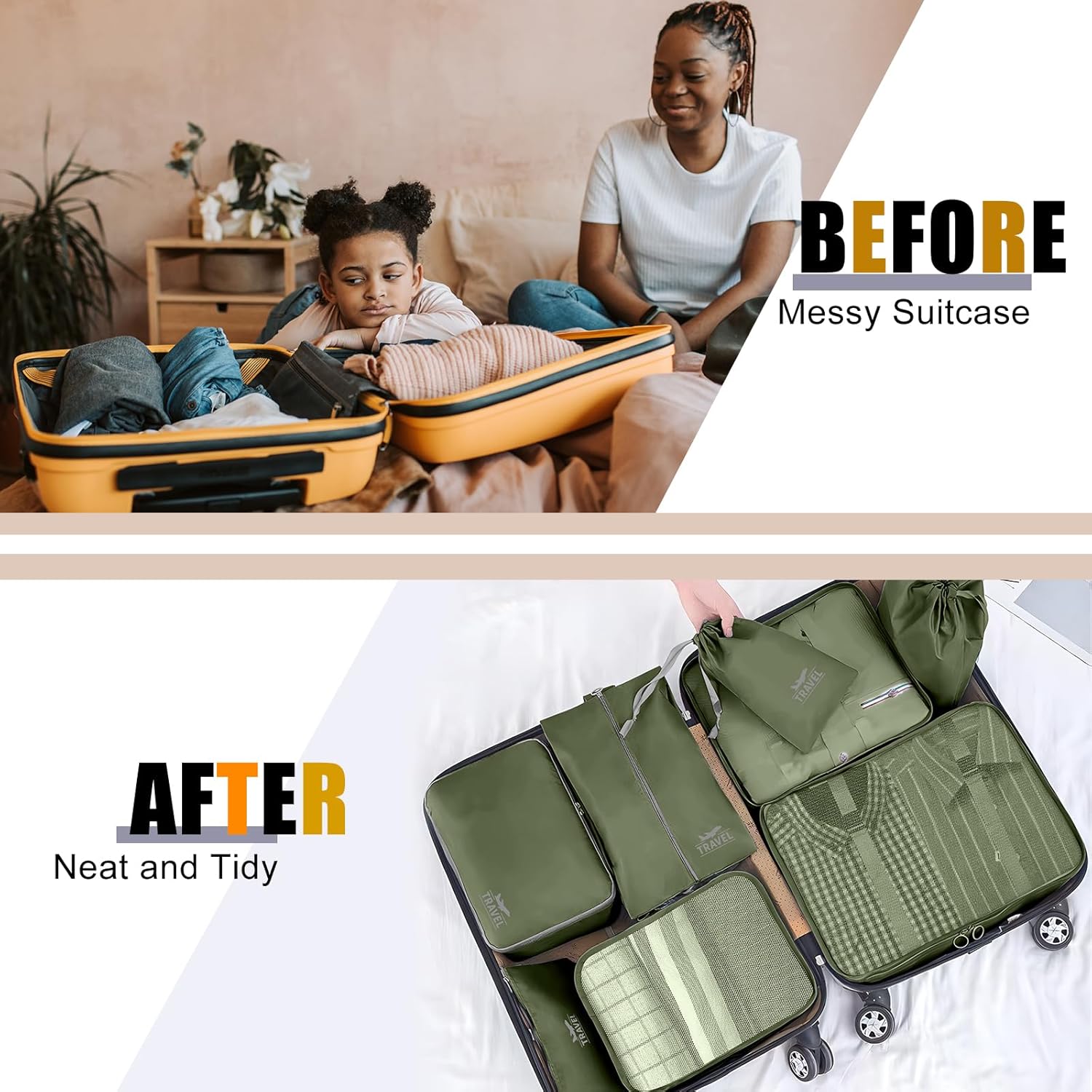 Packing Cubes for Travel - 8 Set Luggage Organizer Bags for Family, Mesh Breathable Packing Cubes for Suitcases Durable Travel Essentials Bags Set - Image 6