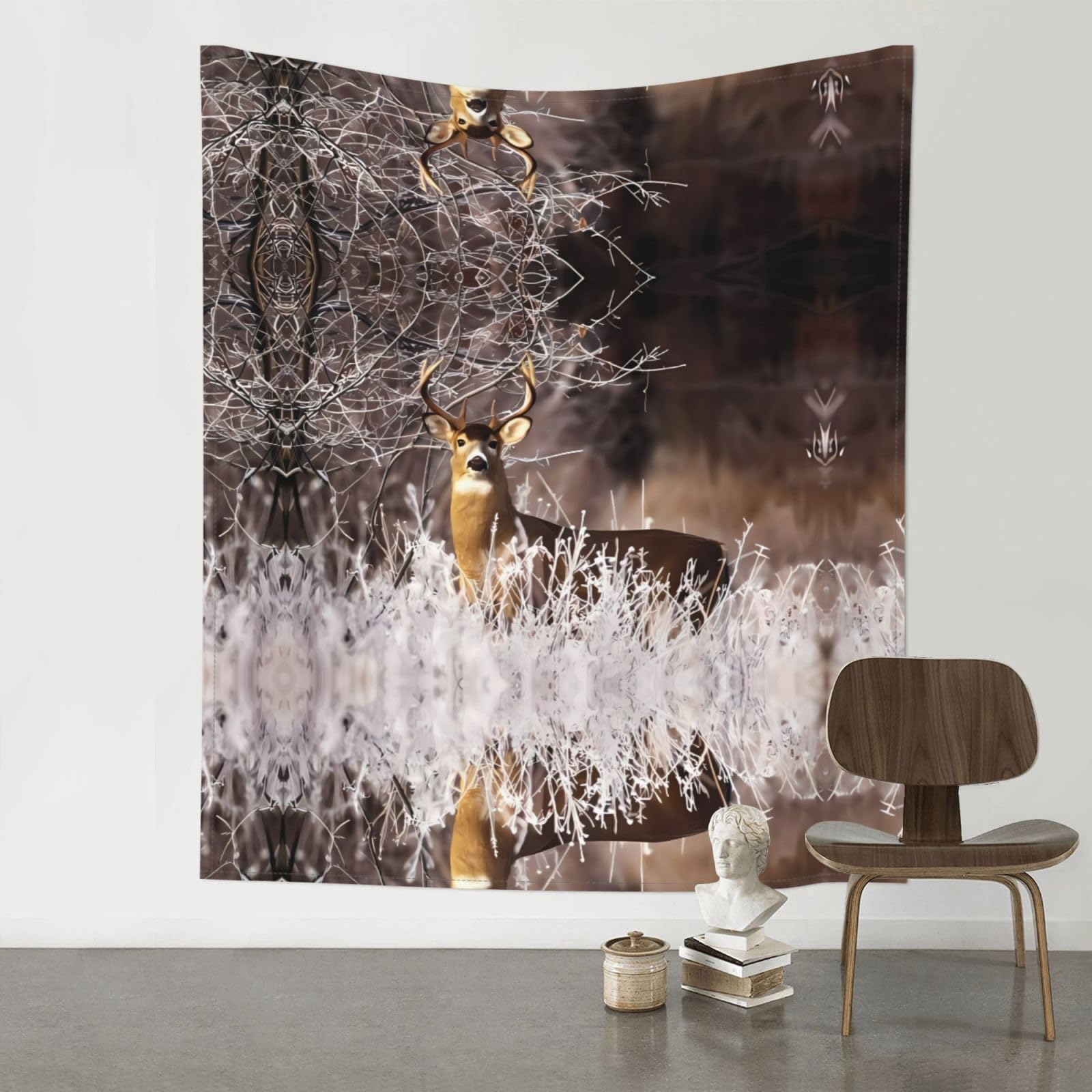 HJFCZH Free Deer Prints Wall Tapestry 60x51in – Artistic Home Decor Throw Blanket for Bedroom, Dorm, Beach & Picnic