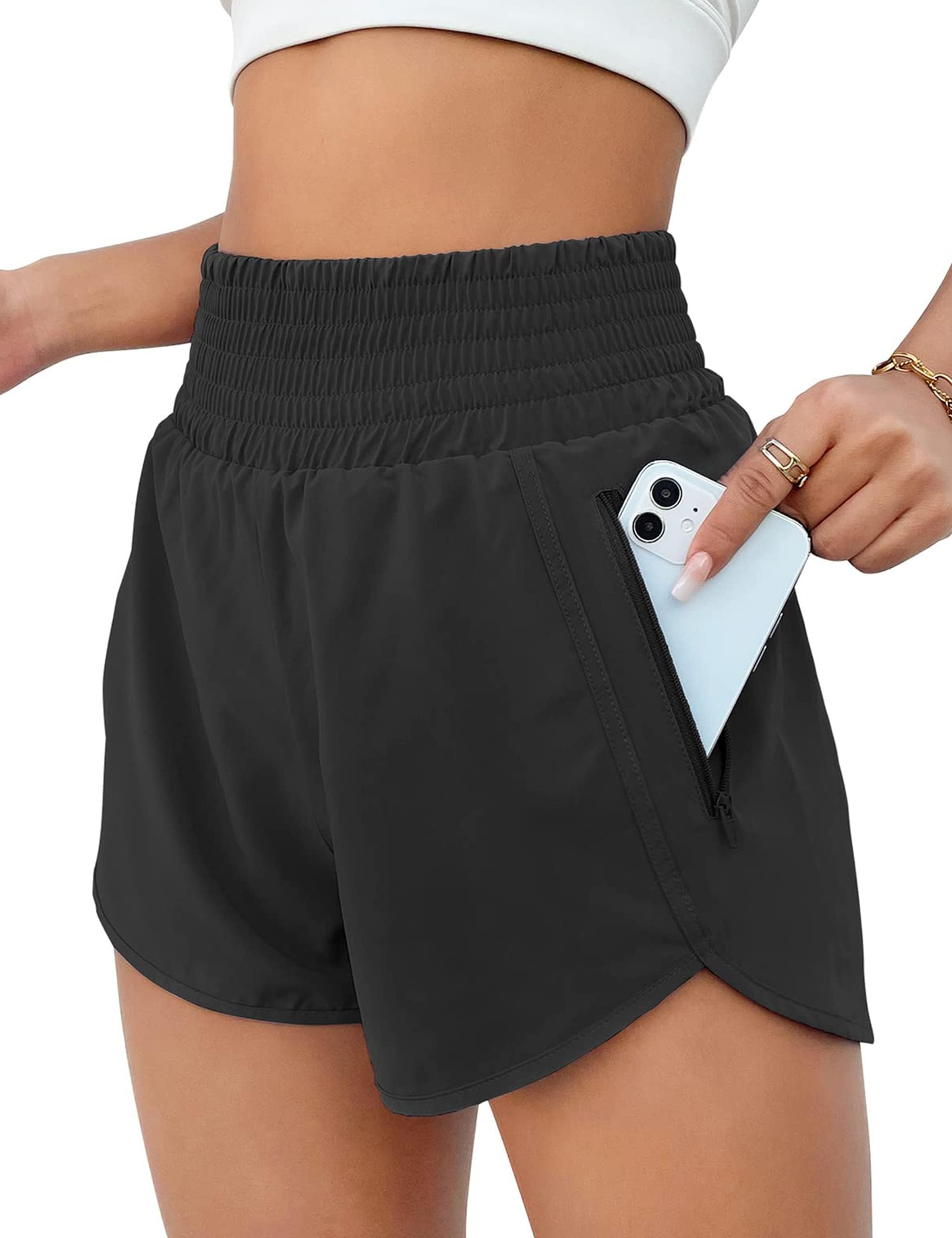Women's Athletic Shorts High Waisted Running Short Pocket 2.5" Sporty Shorts Gym Workout Shorts