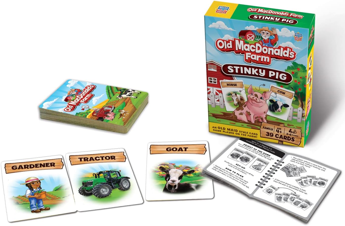 Baby Fanatics MasterPieces Licensed Kids Games - Old MacDonald's Farm - Stinky Pig Kids Card Game Games for Kids & Family, Laugh and Learn