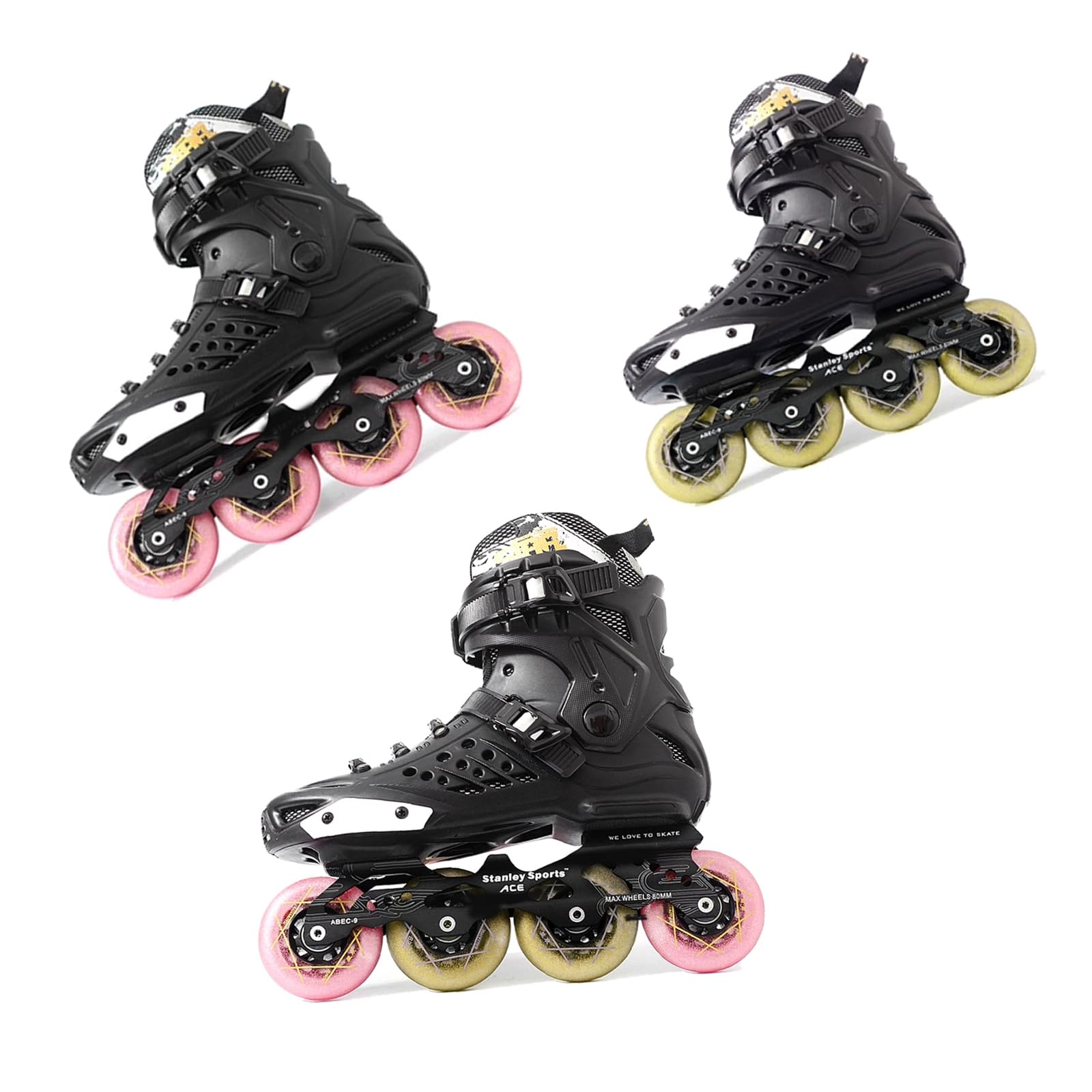 Genérico Ruedas de Repuesto para Patines en Línea Exterior Interior 8 Ruedas de Repuesto de PU 83A con Rodamiento para Adultos Y Niños, 72 mm, 76 mm Y 80 mm, Doradas, 76 mm
