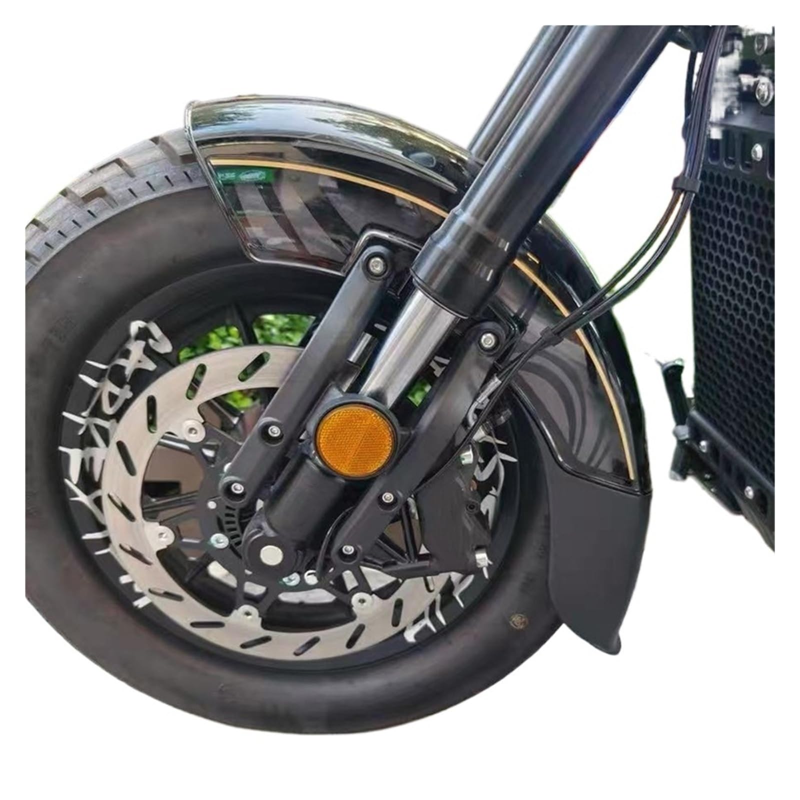 Compatibile con Benda Chinchilla 500 450 BD450 BD500 Moto Parafango anteriore e posteriore esteso Paraspruzzi Parafango Carenatura Accessori(Black-Front)