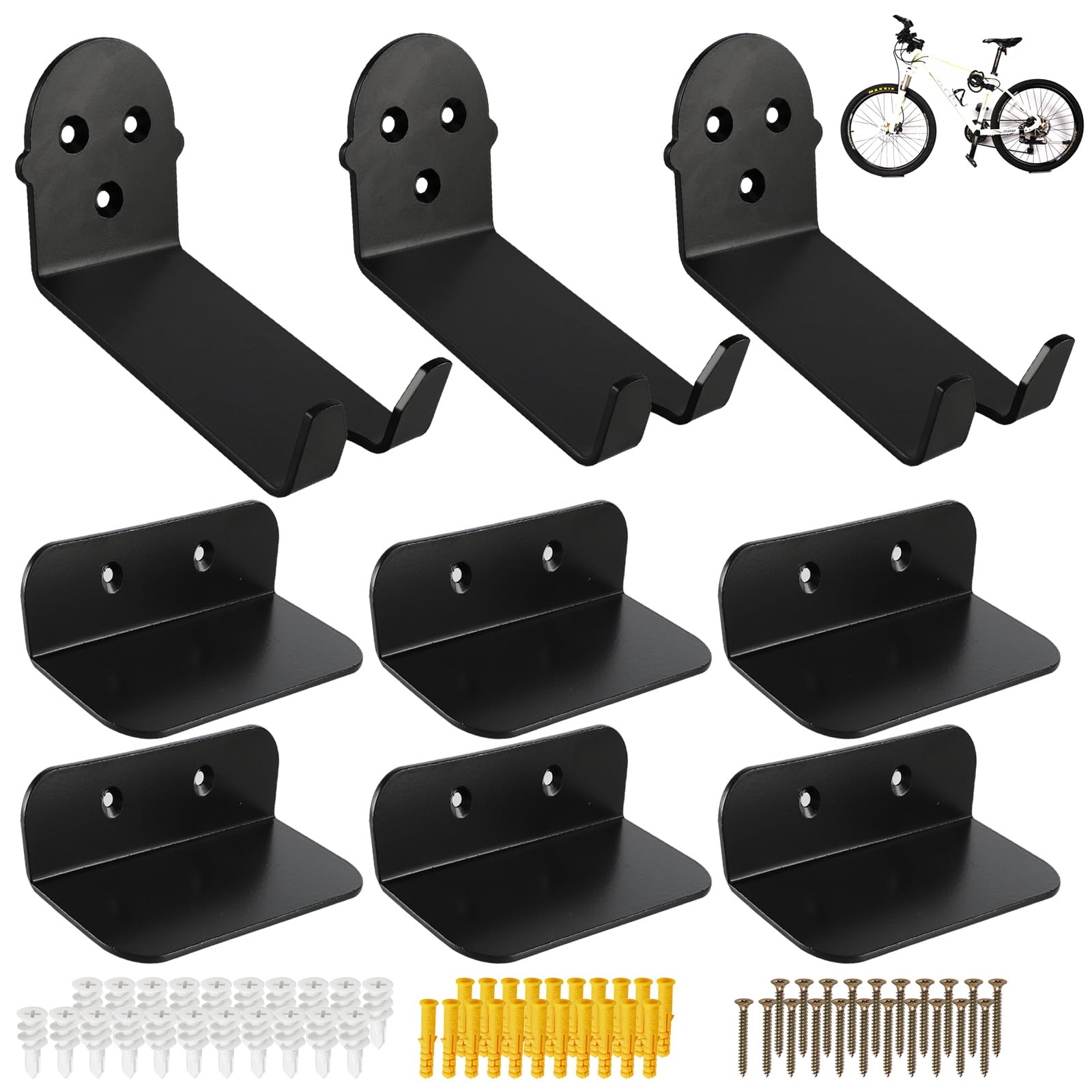 EapeleBike Pedal Hanger Bicycle Wall Mount Horizontal Hanger, Heavy-duty 10GA Steel Plates Made, Support to 150lb, Compatible with Platform Pedal, Clipless Pedal, and Hybrid Pedal（3pcs）