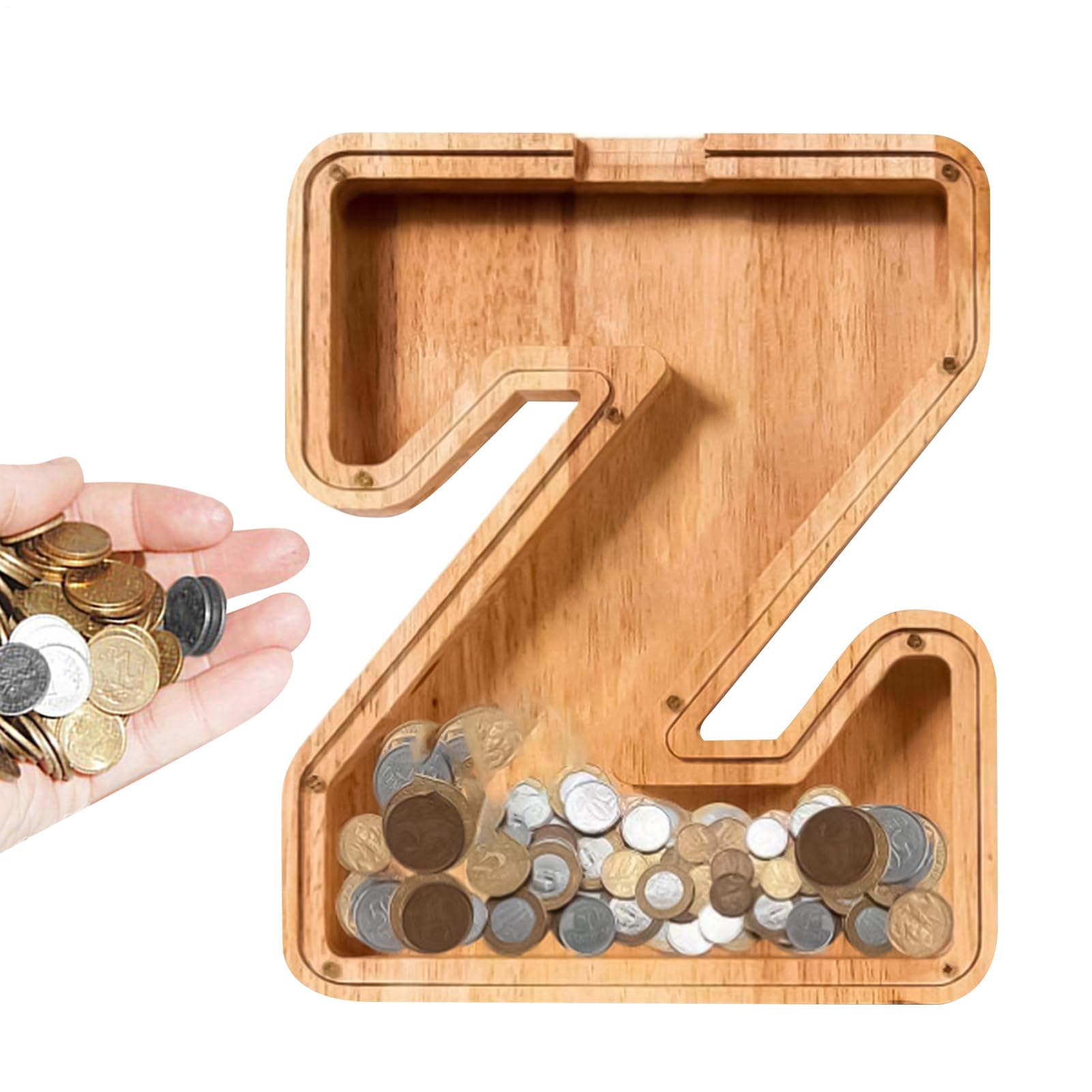 Tirelire en bois transparente avec stickers boîte de rangement monnaie et argent pour enfant