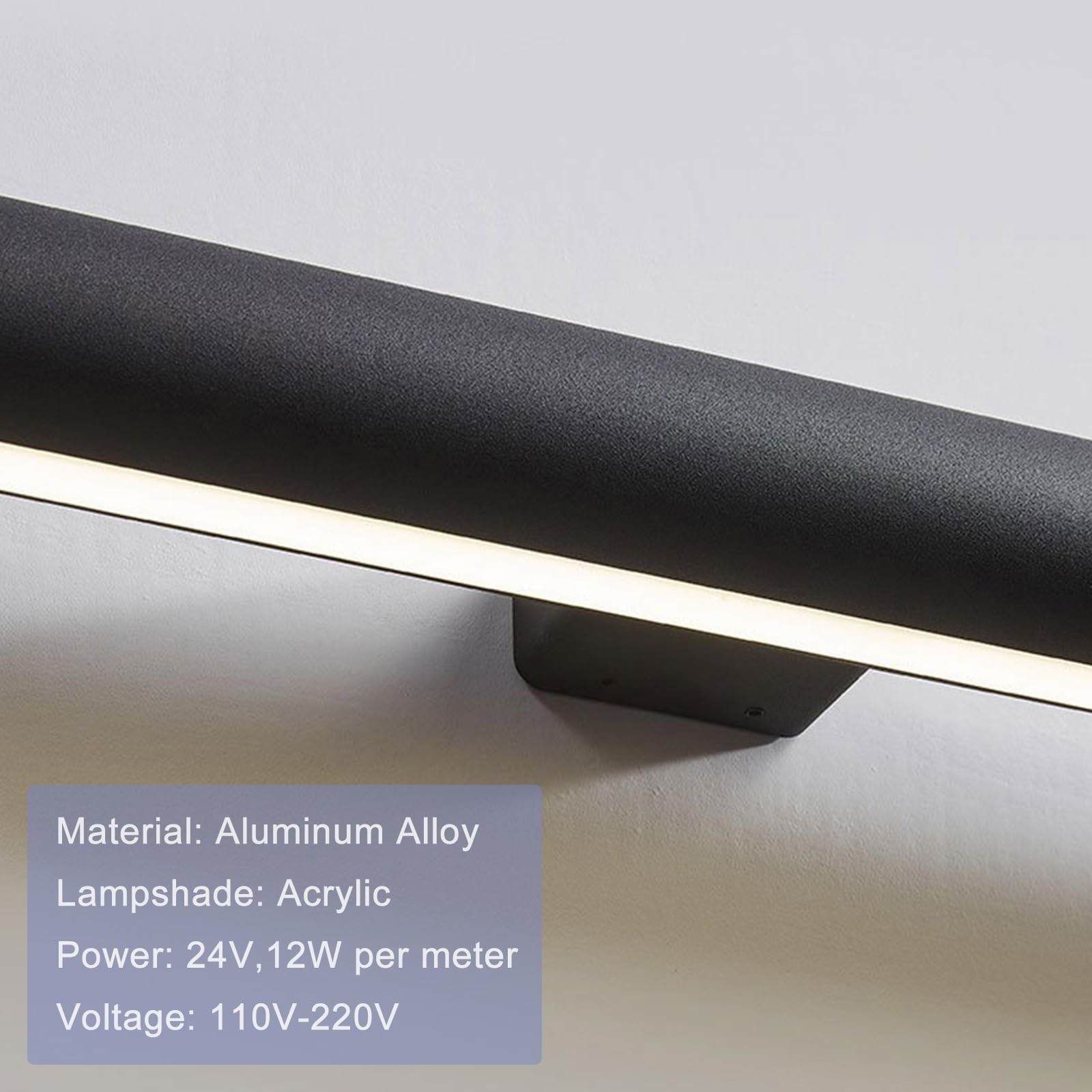Poręcz Schodowa z Czujnikiem Ruchu LED, Poręcze Ścienne, Poręcz Rurowa do Schodów Wewnętrznych, Metalowe Poręcze do Schodów, Matowa Czerń(150cm)