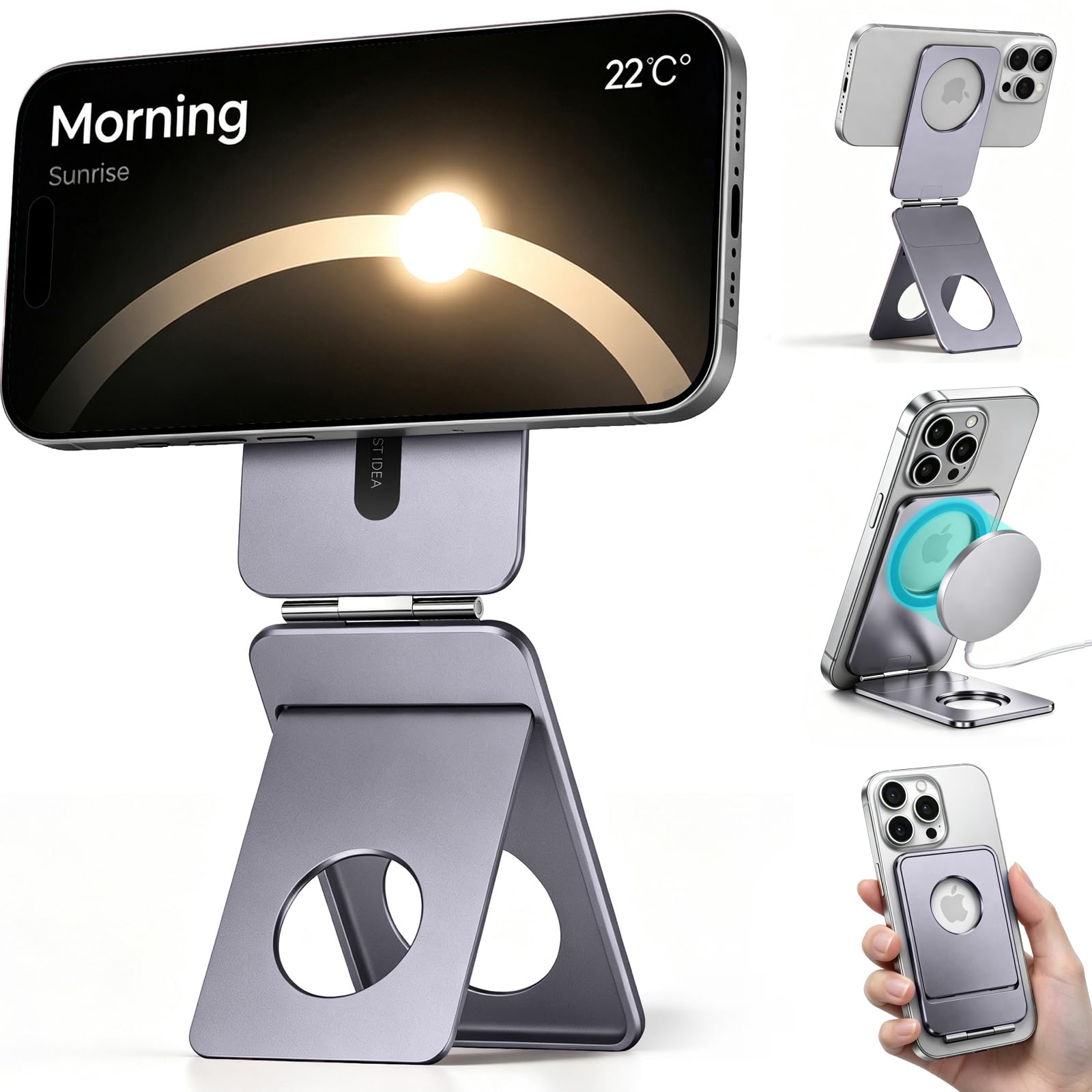 1ST IDEA スマートフォン用三脚スタンド、iPhone 用ポータブル自撮り棒、超薄型