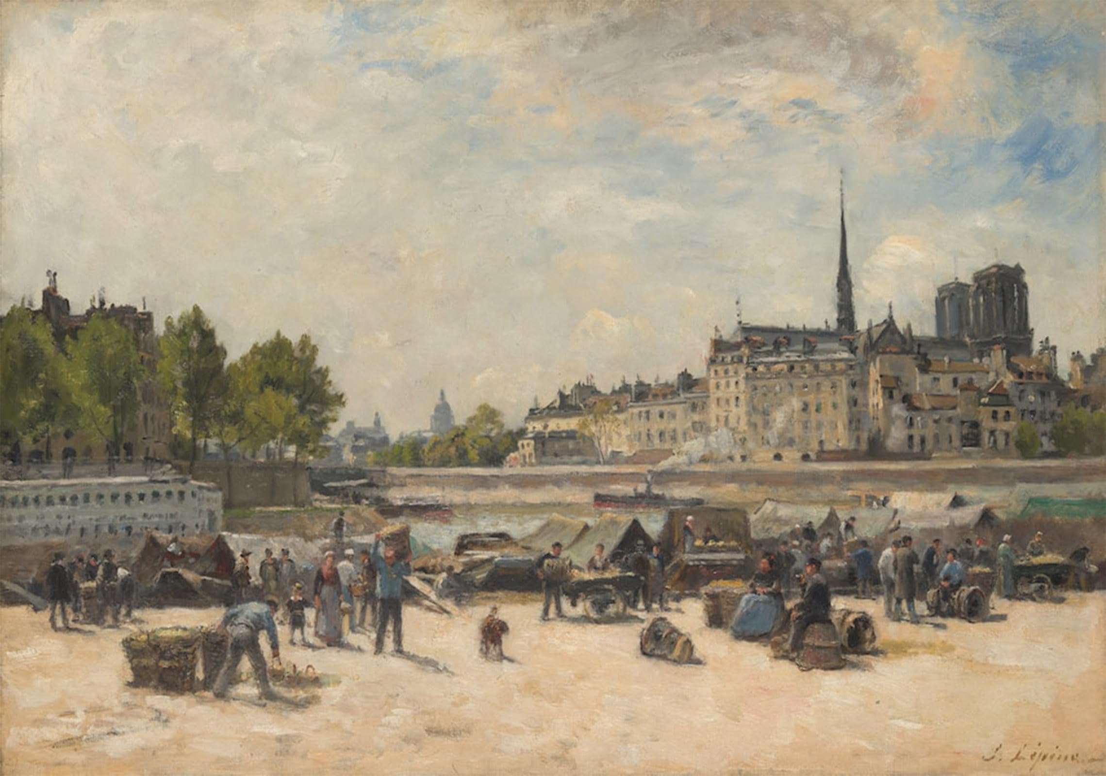 ARTXLXXBN Famous Print Painting Colorful Art Print the Market by Stanislas Lépine Canvas Art Decorations for Home Decor 60x90cm