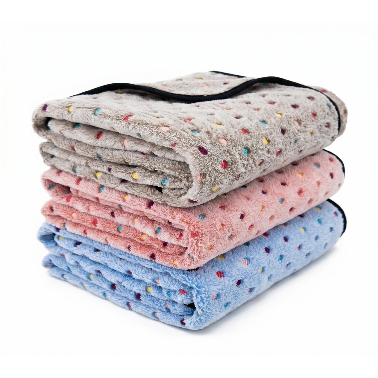 Dog Blankets, 3 Pack Soft Fluffy Washable Pet Blankets for Cats and Puppies