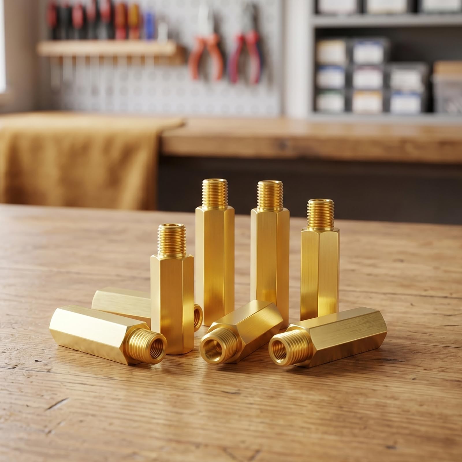 TAISHER 1 raccordo per tubo di prolunga in ottone da 1/2" NPT femmina x 1/2" NPT maschio, esagonale interno, connettore filettato per tubo da 150 mm