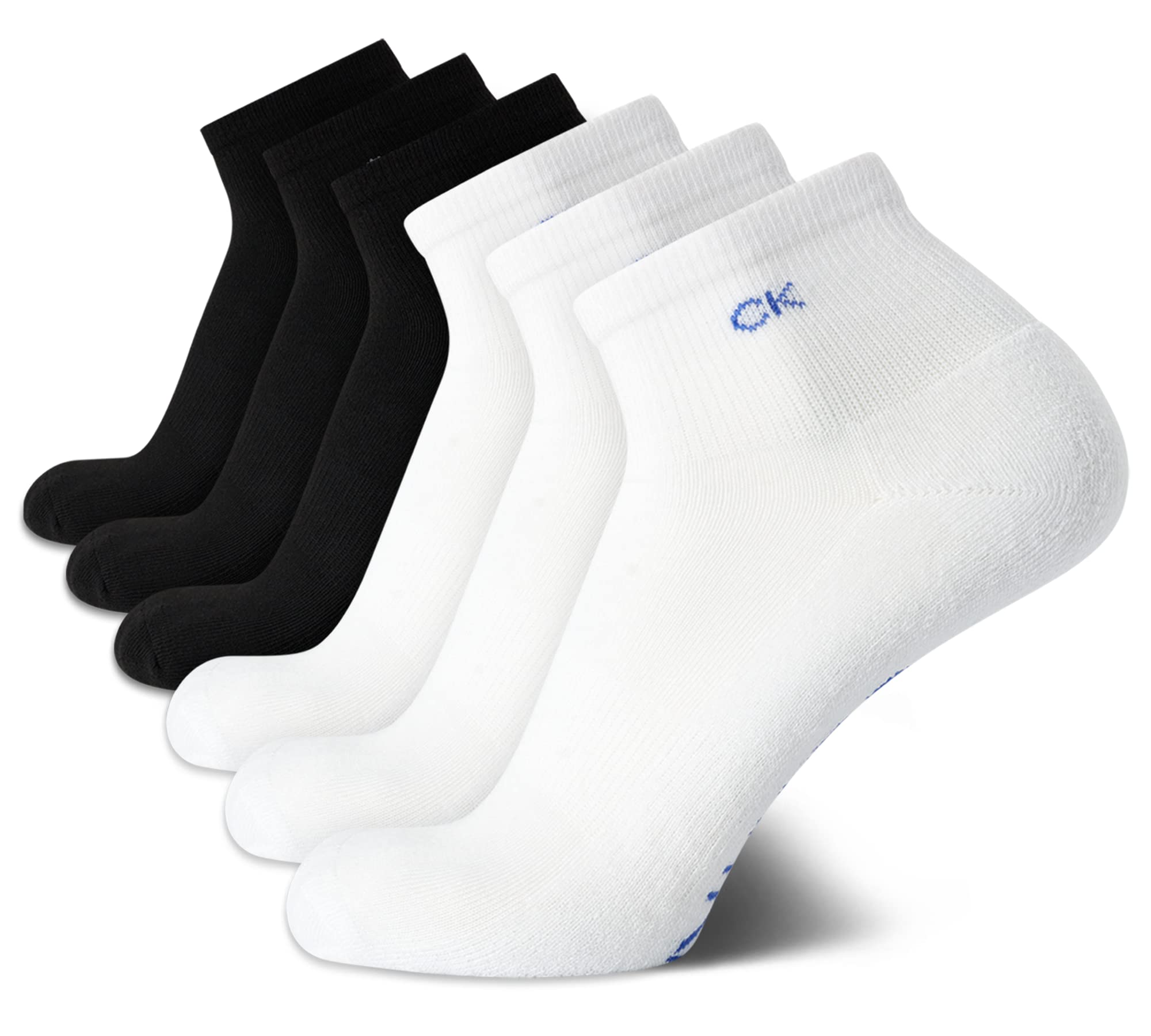 Calvin Klein Mens Quarter Socks - 6 Pack Cushioned Mini Crew Athletic Socks for Men, Ideal for Running, Sport, and Hiking