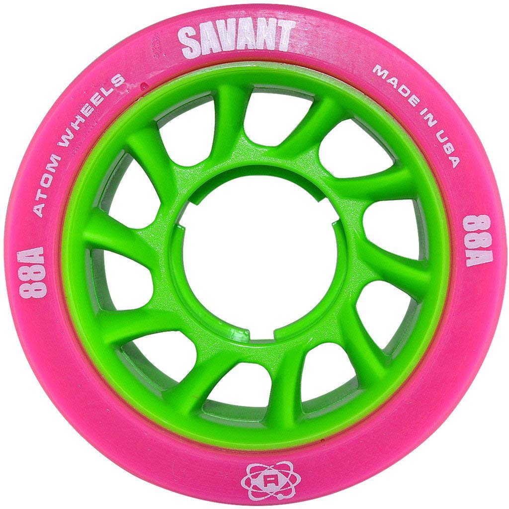 Atom Savant Roller Wheels - Ultra Light For Perfect Speed and Control, Pink 88A, Set of 8