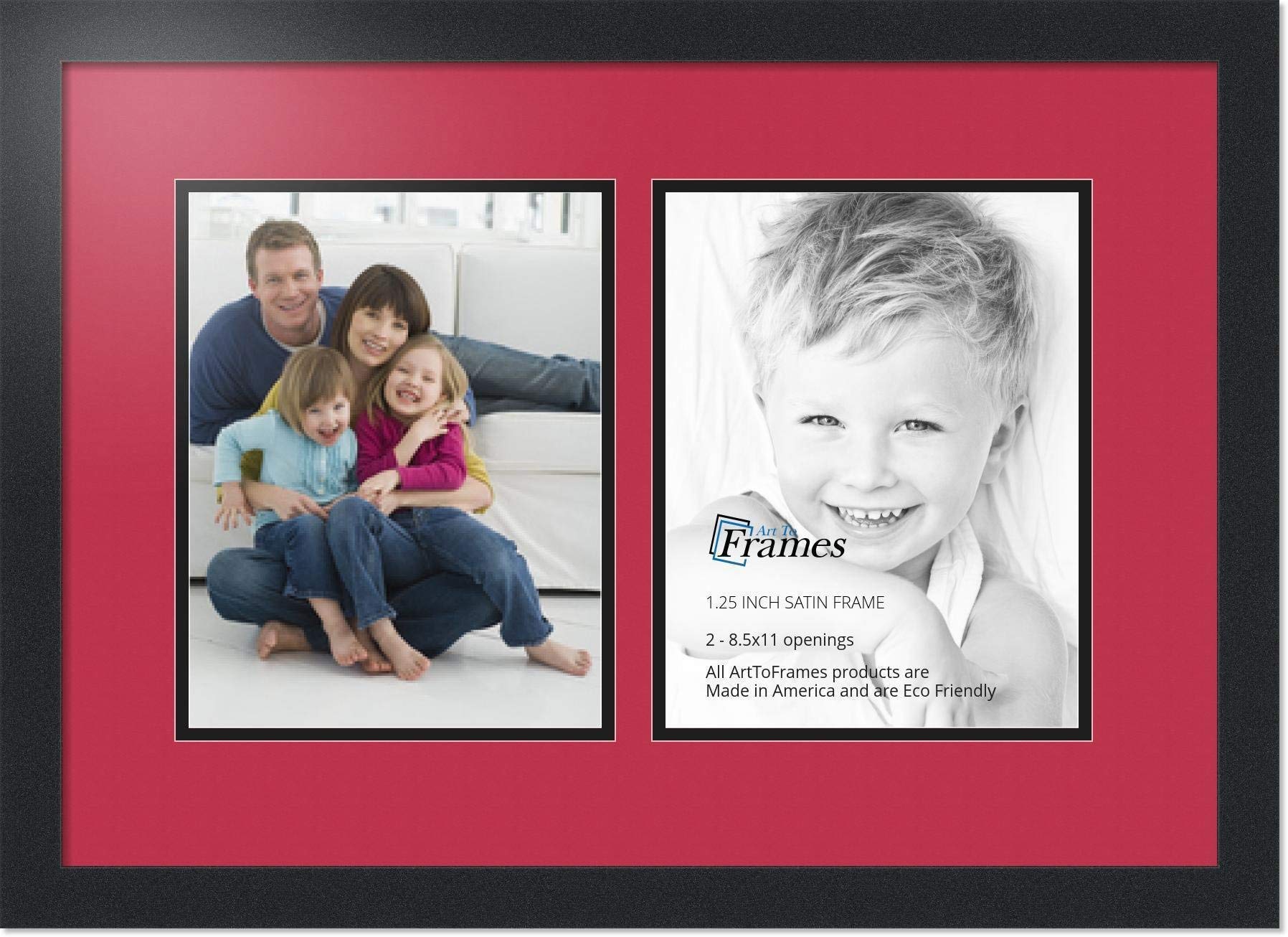 Art to Frames Double-Multimat-38-762/89-FRBW26079 Collage Photo Frame Double Mat with 2 - 8.5x11 Openings and Satin Black Frame