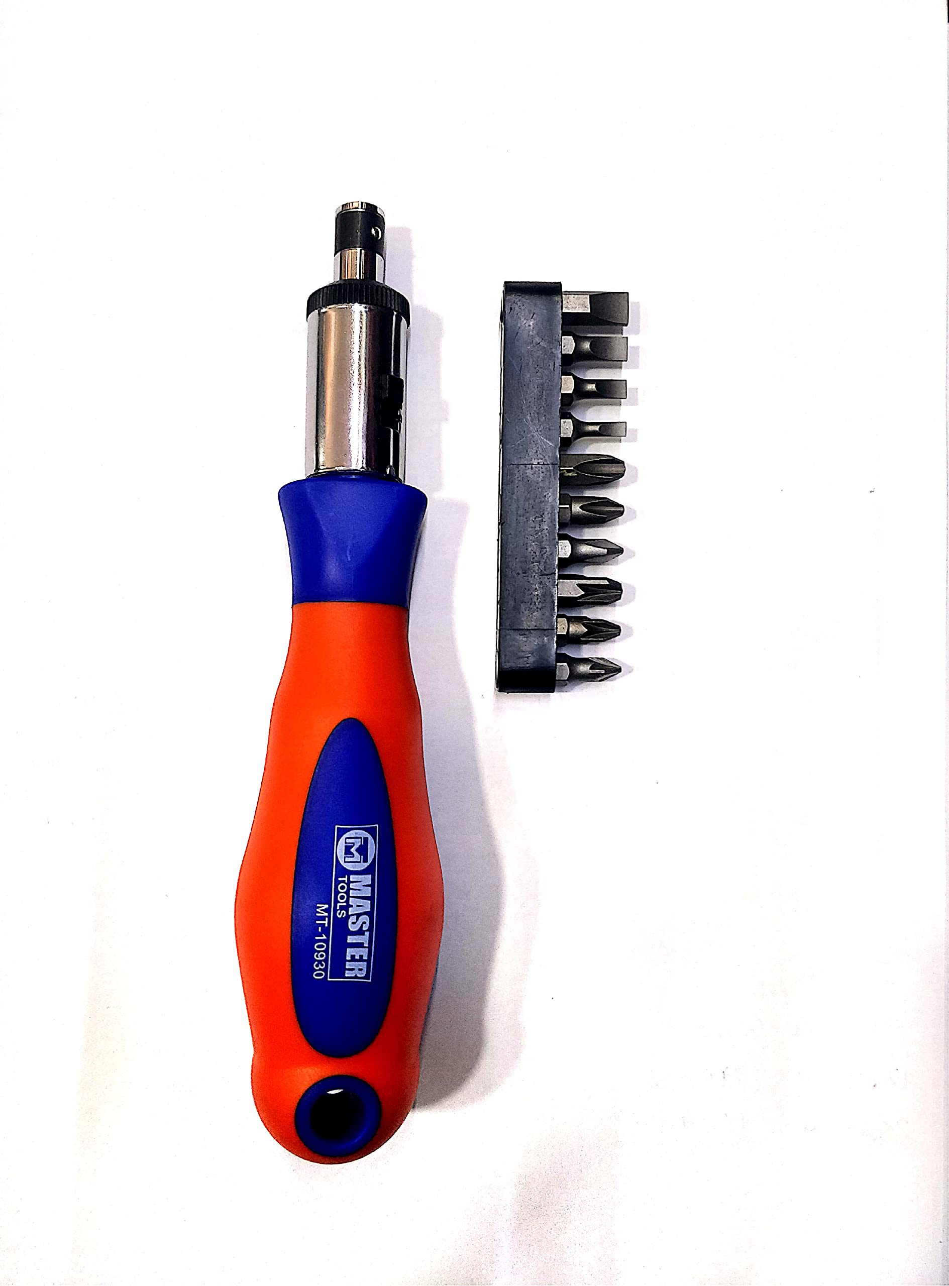 MASTER TOOLSHeavy Duty Magnetic Ratchet Screwdriver Set with 10 Bits for Efficient Repairs,