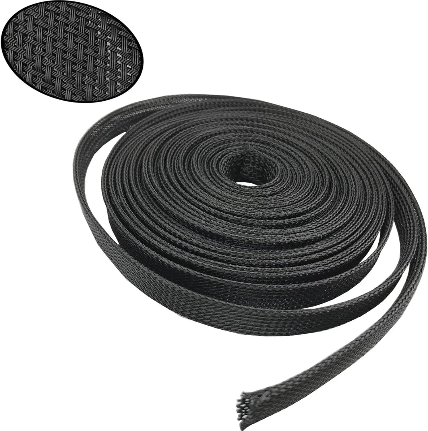 Braided Cable Sleeve 1/5/10M Black Insulated Braid Sleeving 4/6/8/10/12/14/20/25mm Tight PET Wire Cable Gland Protection Cable Sleeve(12MM,10 M)