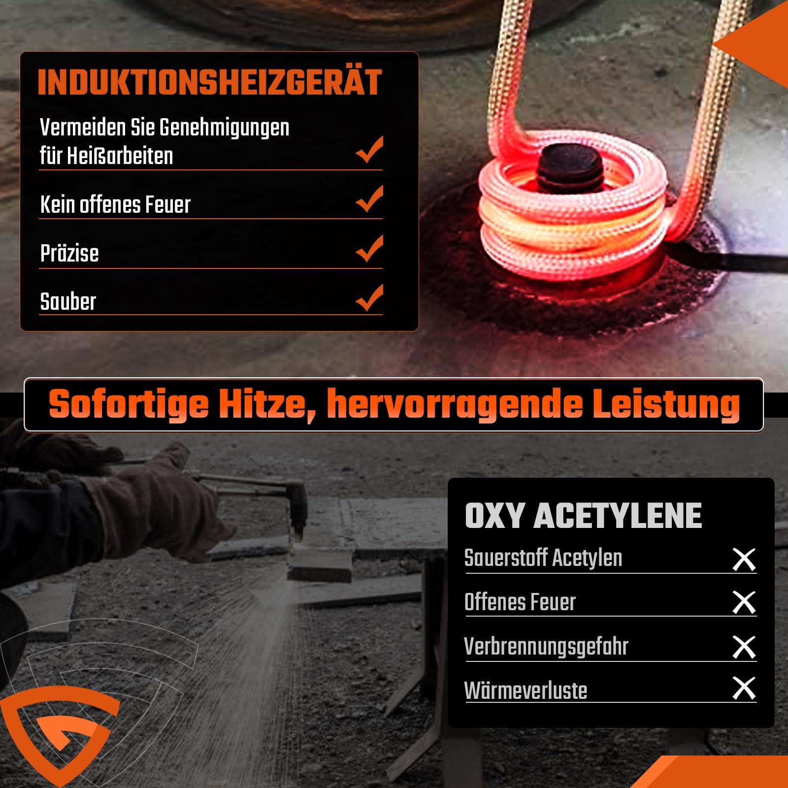 Induktionsheizgerät 1800W 800℃, Flammenloser Induktionsheizer Schraubenlöser mit 4 Heizspulen, Tragbares Magnetisches Induktionsheizgerät zum Lösen von Bolzen und Muttern, für PKW SUV LKW Werkstatt