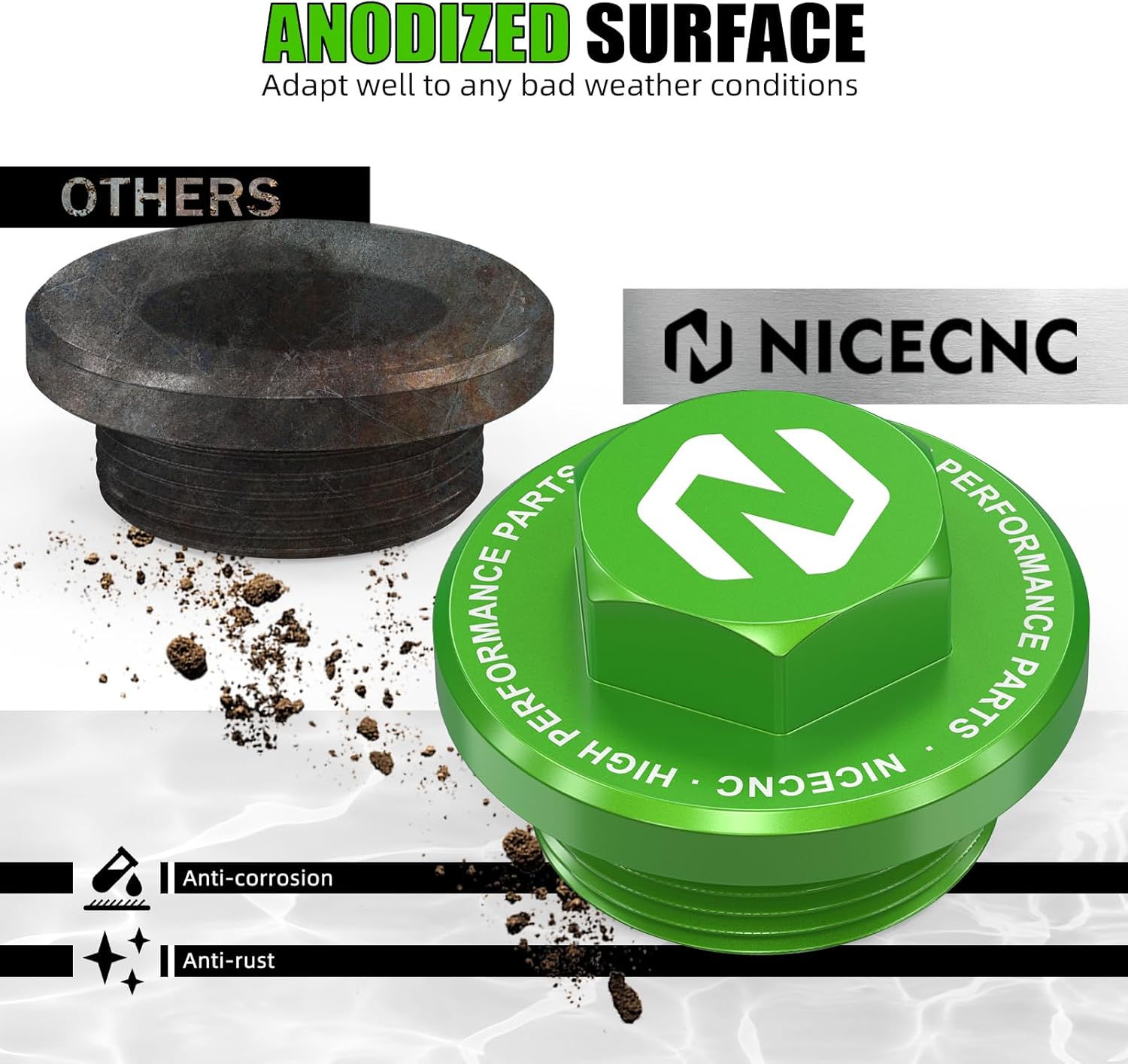 NICECNC Engine Oil Filler Cap Cover Plug and Oil Filter Cap Compatible with Kawasaki KLR650 2007-2019 2020 2021 2022, See Fitments