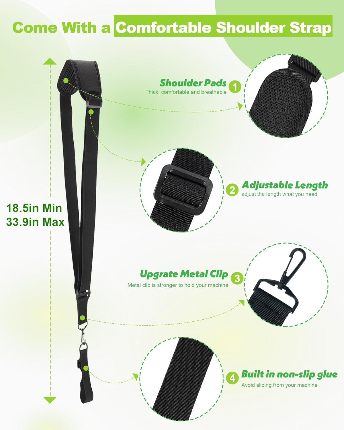 Upgraded Weed Eater Handle, String Trimmer Handle Extension Back Saver, Ergonomic Weed Wacker Grip with Adjustable Shoulder Strap and Gloves for Lawn Care, Landscaping, Yard Trimming (17")
