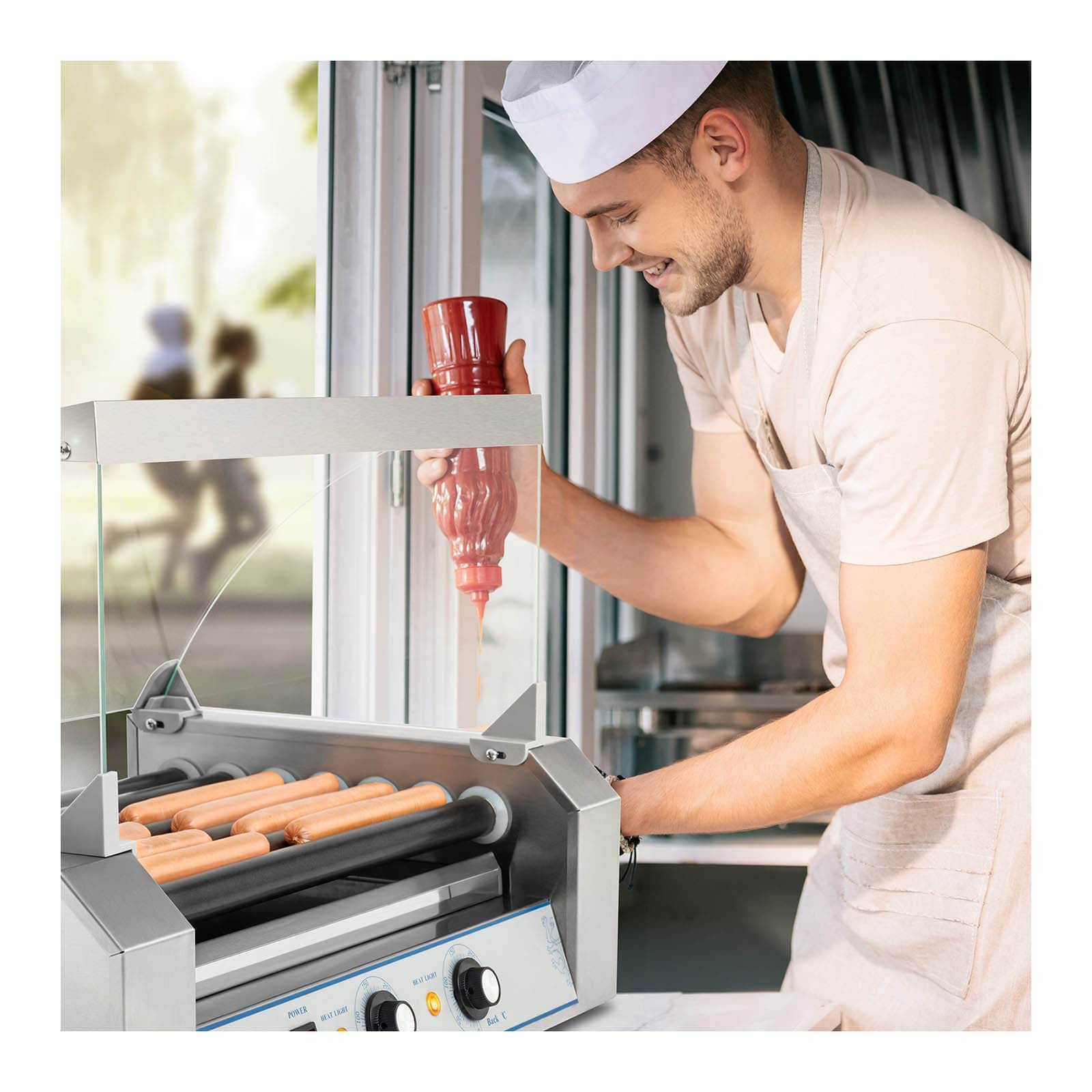Royal Catering - RCHG-5T - Griglia a 7 rulli per wurstel - 1400 watt
