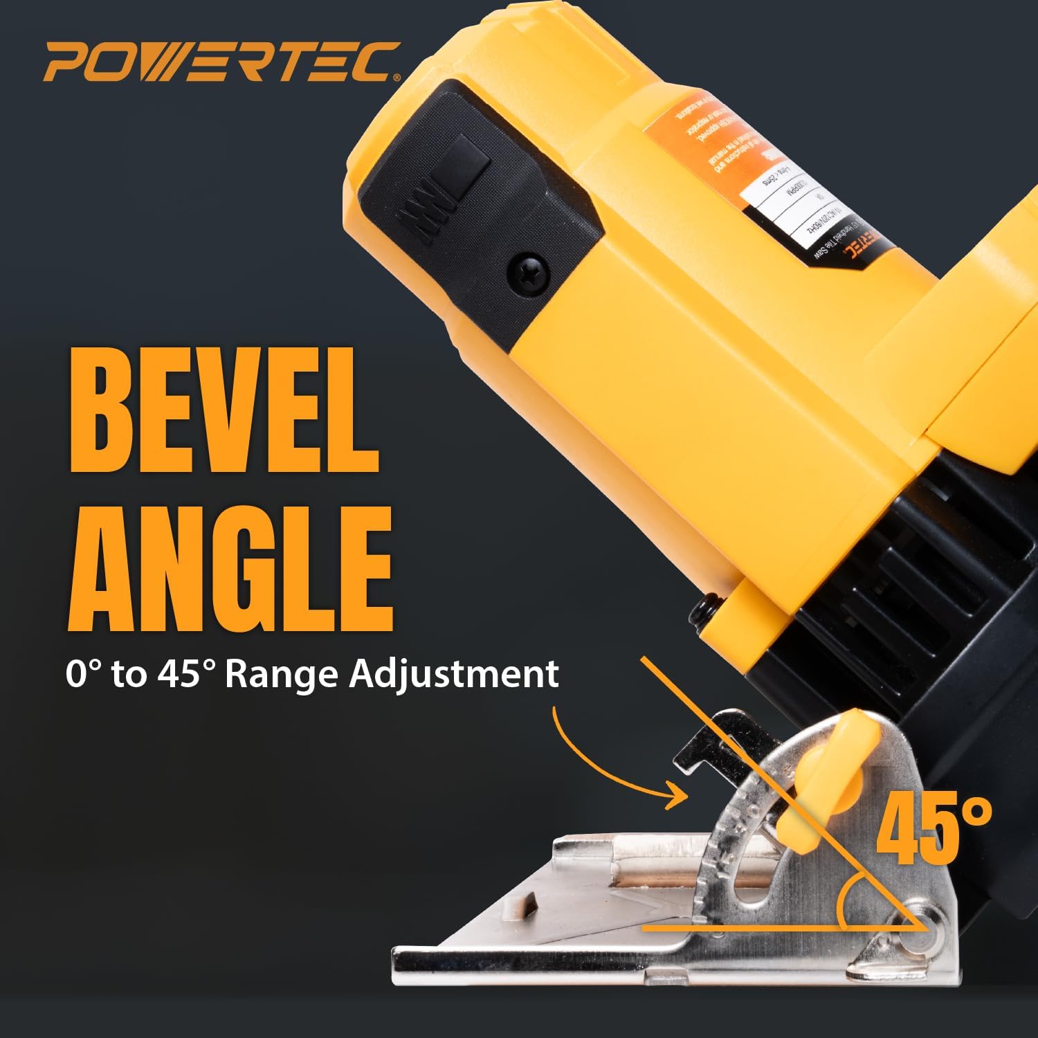 POWERTEC HTS1045C 4.5" Handheld Tile Saw w/ 1 Extra Blade – 12Amp/1400W Motor, Wet/Dry Cutting with Adjustable Water Feed System, GFCI Plug, Bevel & Depth Adjustment, Compatible 4"-4.5" Diamond Blades