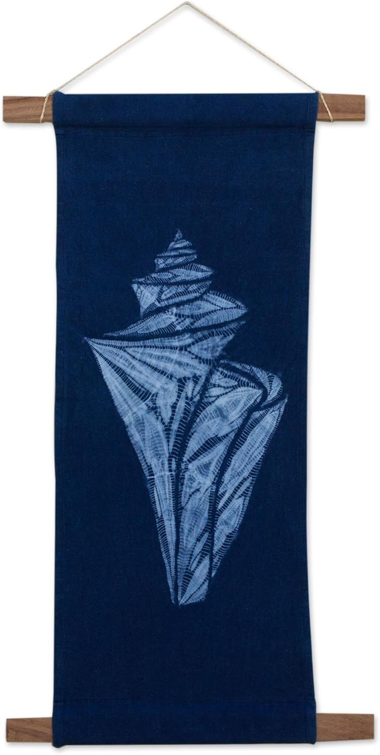 NOVICA Japanese Wonder Shell Cotton Shibori Wall Hanging