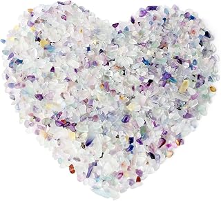LAIDANLA Decorative Tumbled Gravel Fluorite Crystals Chip Polished Bulk Natural Gem Aquarium Gravel Rocks Pebbles Fish Tank Gravel Vase Filler Succulents Terrarium Supplies 100g