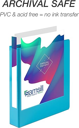 Vista 385 de Samsill Carpeta duradera de 1.5 pulgadas, fabricada en los Estados Unidos, carpeta de anillos en D, carpeta transparente personalizable, surtido