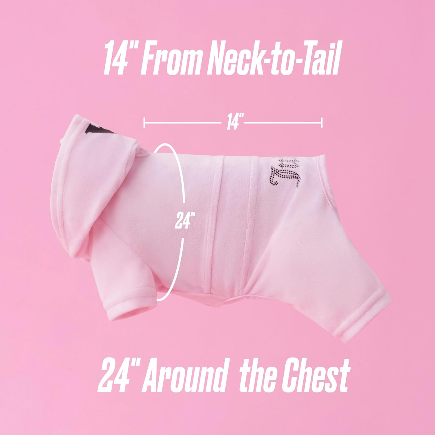 Juicy Couture Hooded Pet Juicy Bling Velour Tracksuit Chest 24 inches for Small Dogs and Cats - Pink - M/L