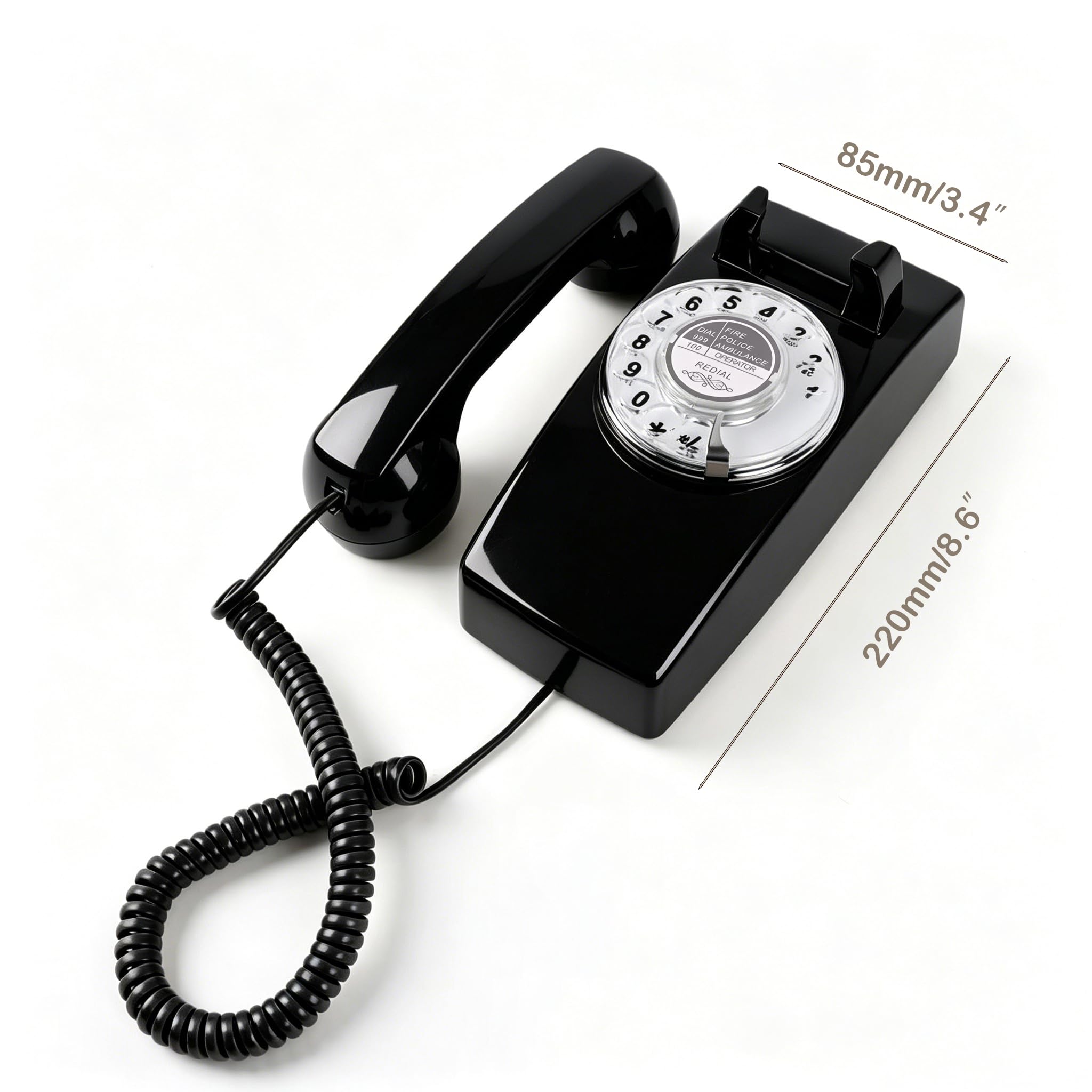 Téléphone domestique filaire vintage TRIMLINE, style ancien cadran rotatif