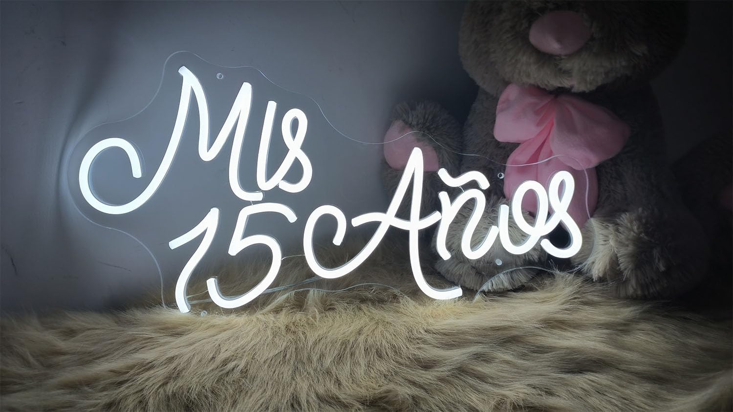 Mis 15 Años Neon Light Custom 15th Birthday Party Led Neon Light Signs Decor, Mis Quince Party Wall Decor, Sweet 15 Quinceanera Party Sign Gifts for Her. Size:19.5x10inch- USB Powered (White) Mis 15 Años - White