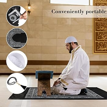 Complete Islamic Prayer Set - Kufi Hat, Travel Mat With Qibla Compass & 99-Bead Tasbih