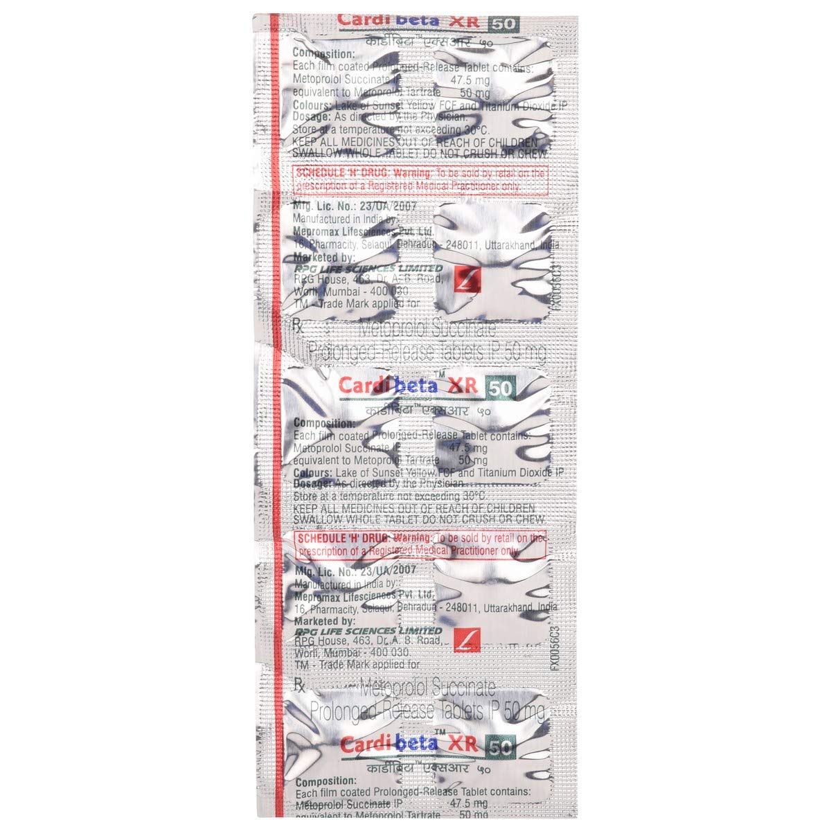 Cardibeta XR 50 - Strip of 10 Tablets : Amazon.in: Health & Personal Care