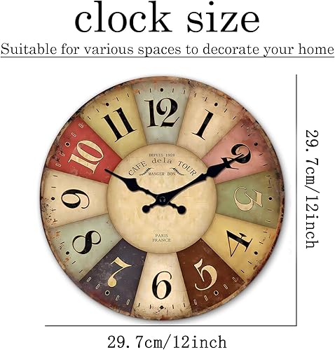 Miniatura 6 de Relojes de pared pequeños náuticos que funcionan con pilas, 12 pulgadas, colorido reloj de pared de granja para cocina, reloj de pared silencioso de