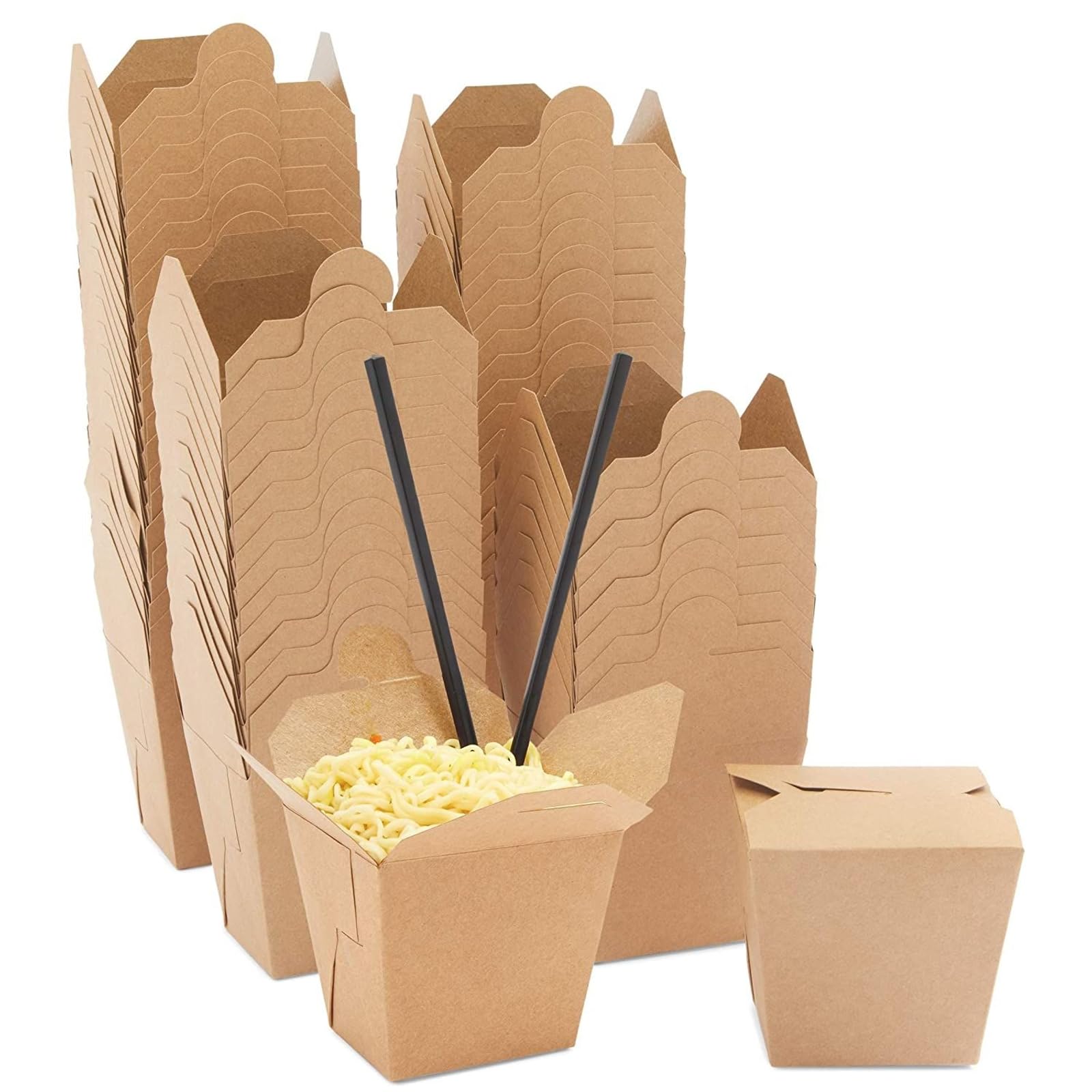 Stockroom Plus 60 Pack Chinese Takeout Containers 16 oz, Kraft Paper To-Go Food Boxes for Restaurants, Food Service