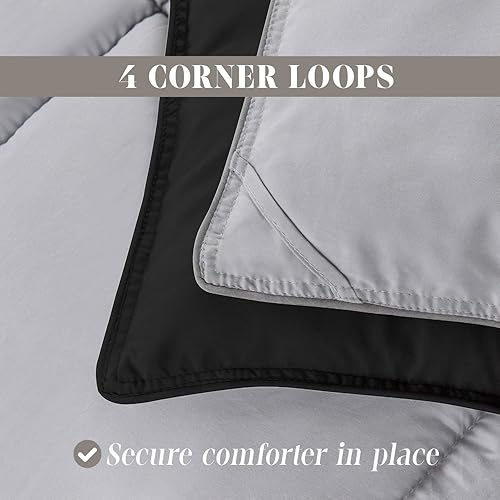 Miniatura 6 de Elegant Comfort Juego de edredón reversible de 3 piezas, acogedor para todas las estaciones, alternativa de plumón suave, acolchado - cosido en caja