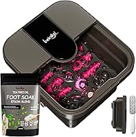 Vista 8 de Beinilai Spa para pies plegable, baño de pies con calor y masaje y chorros de burbujas, tina para remojar los pies con seis rodillos no motorizados