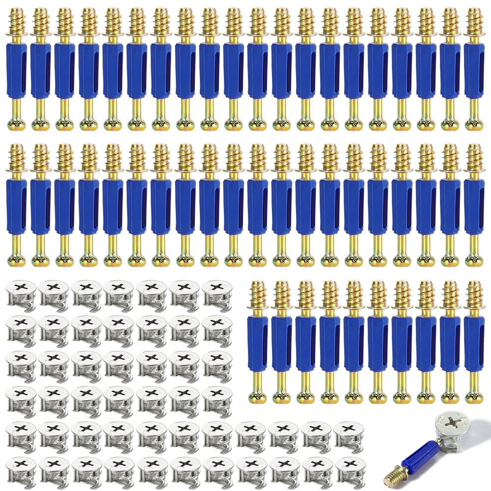 50 connettori eccentrici per mobili, connettori per mobili, connettori per armadi, viti per mobili, con camma eccentrica a vite e perno di montaggio bullone M6*40MM