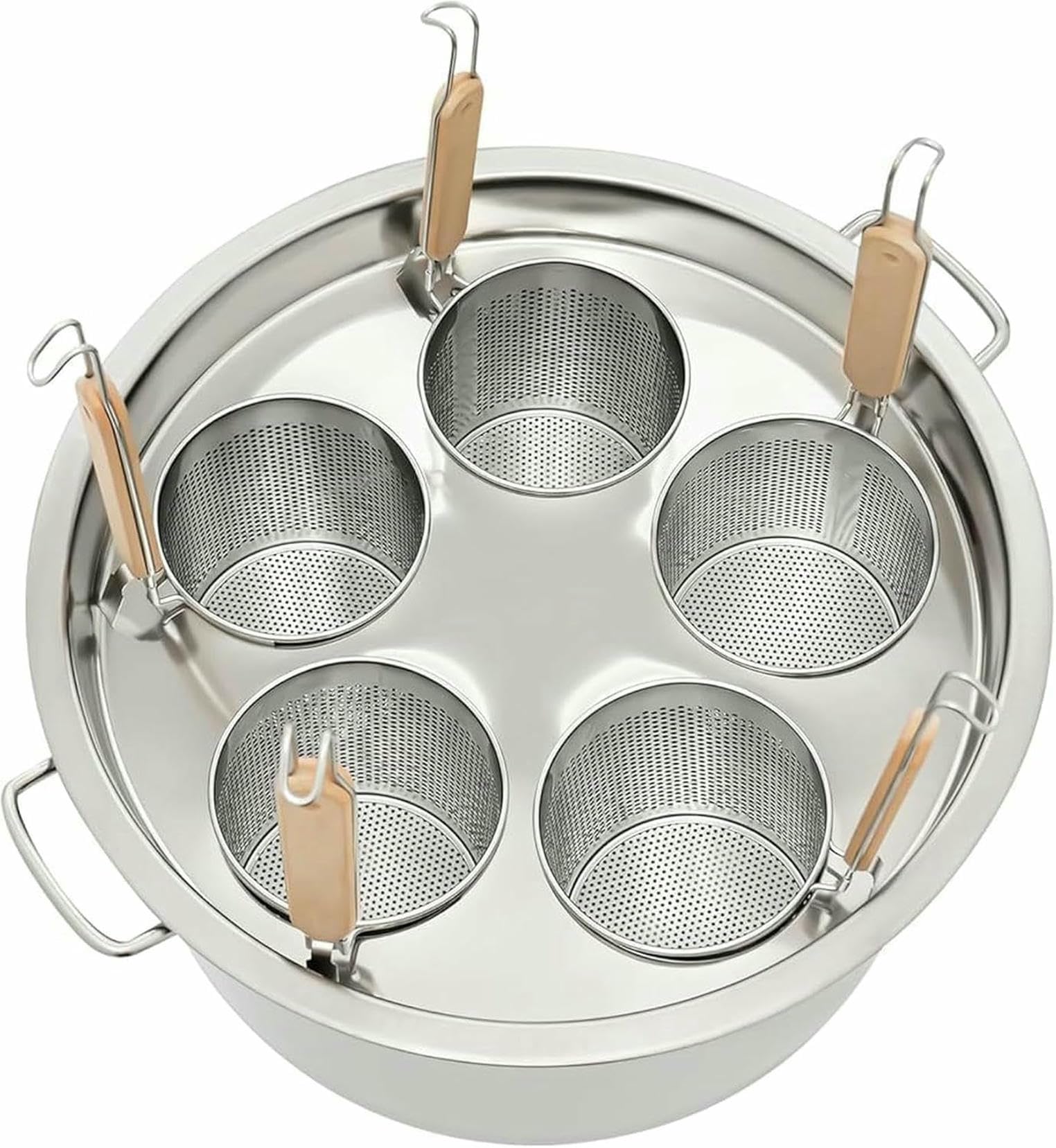 Olla per Pasta in Acciaio Inossidabile con 5 Fori con Coperchio del Filtro, Pentola di Spaghetti con Inserto Colador Potter per Cucinare ~/