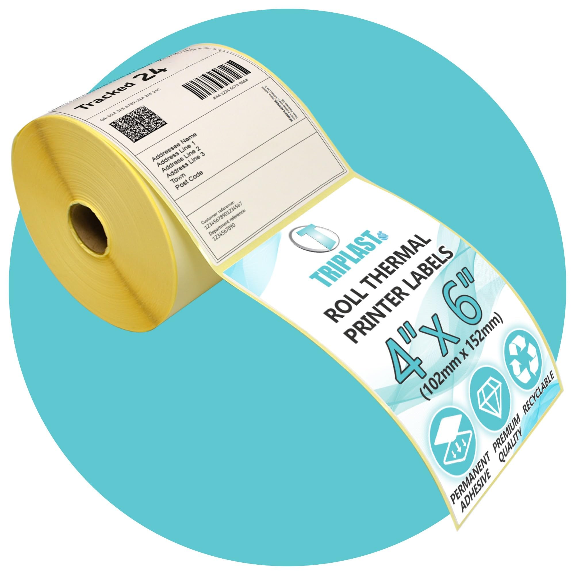Triplast 1000 x White Roll Thermal Printer Labels (4x6 inch / 102x152mm) - for Printing Courier & Shipping Labels - Compatible with All Thermal Printers