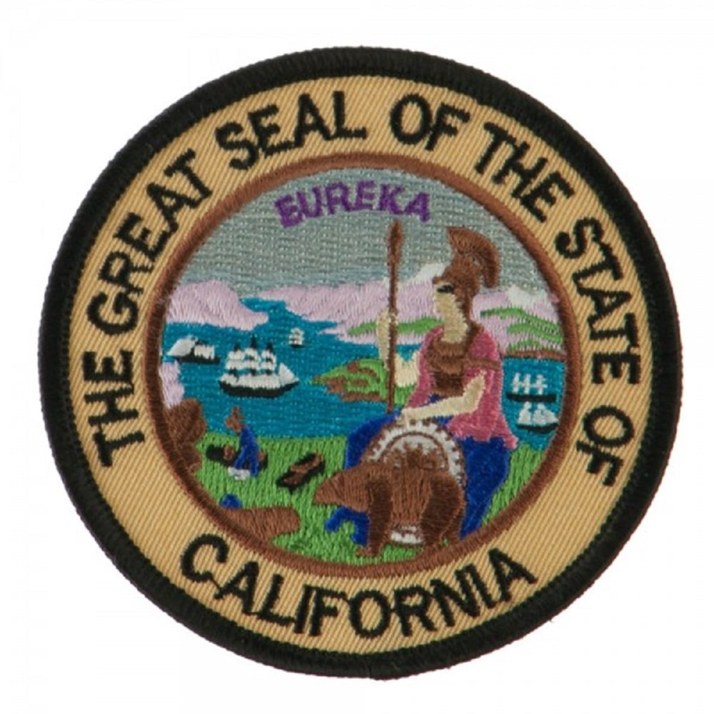 California State Seal Patch Round 3" Diameter, Embroidered Iron On or Sew On Seal Patch Flag Emblem